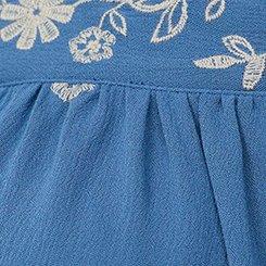 Embroidered Flutter Sleeve Blouse, BLUE HORIZON, swatch
