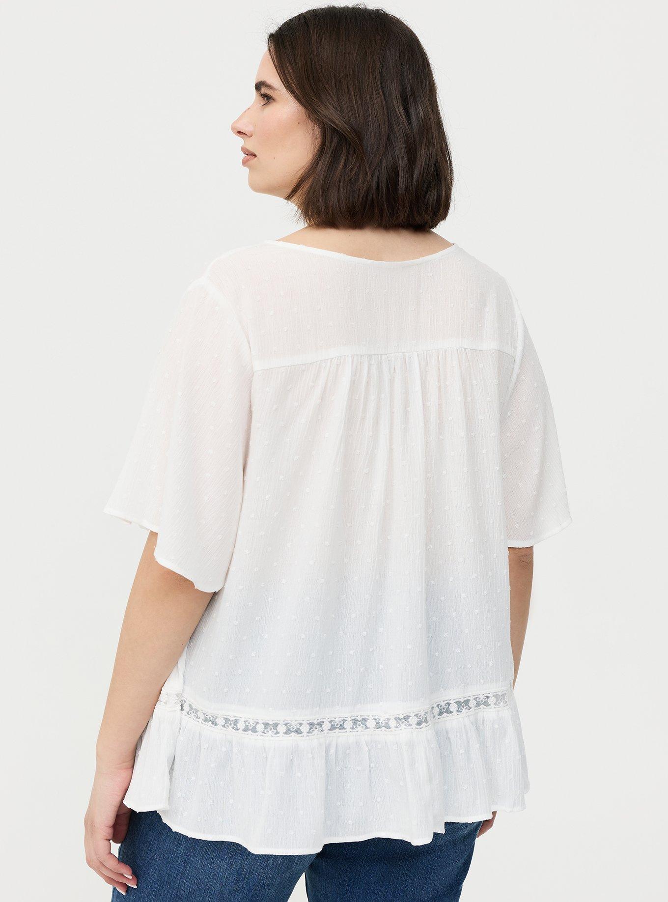 Button Front Pintuck Top, CLOUD DANCER, alternate