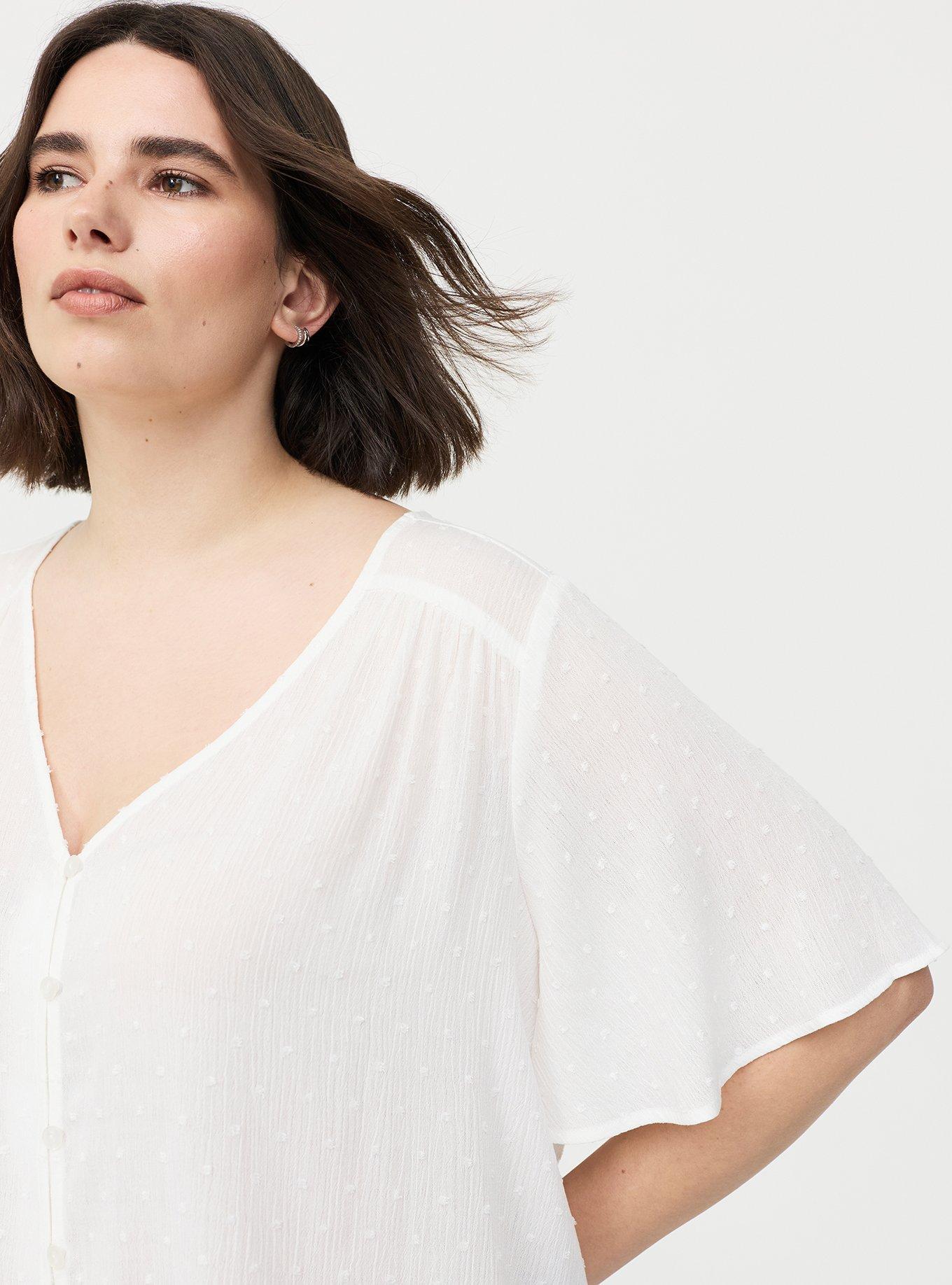 Button Front Pintuck Top, CLOUD DANCER, alternate