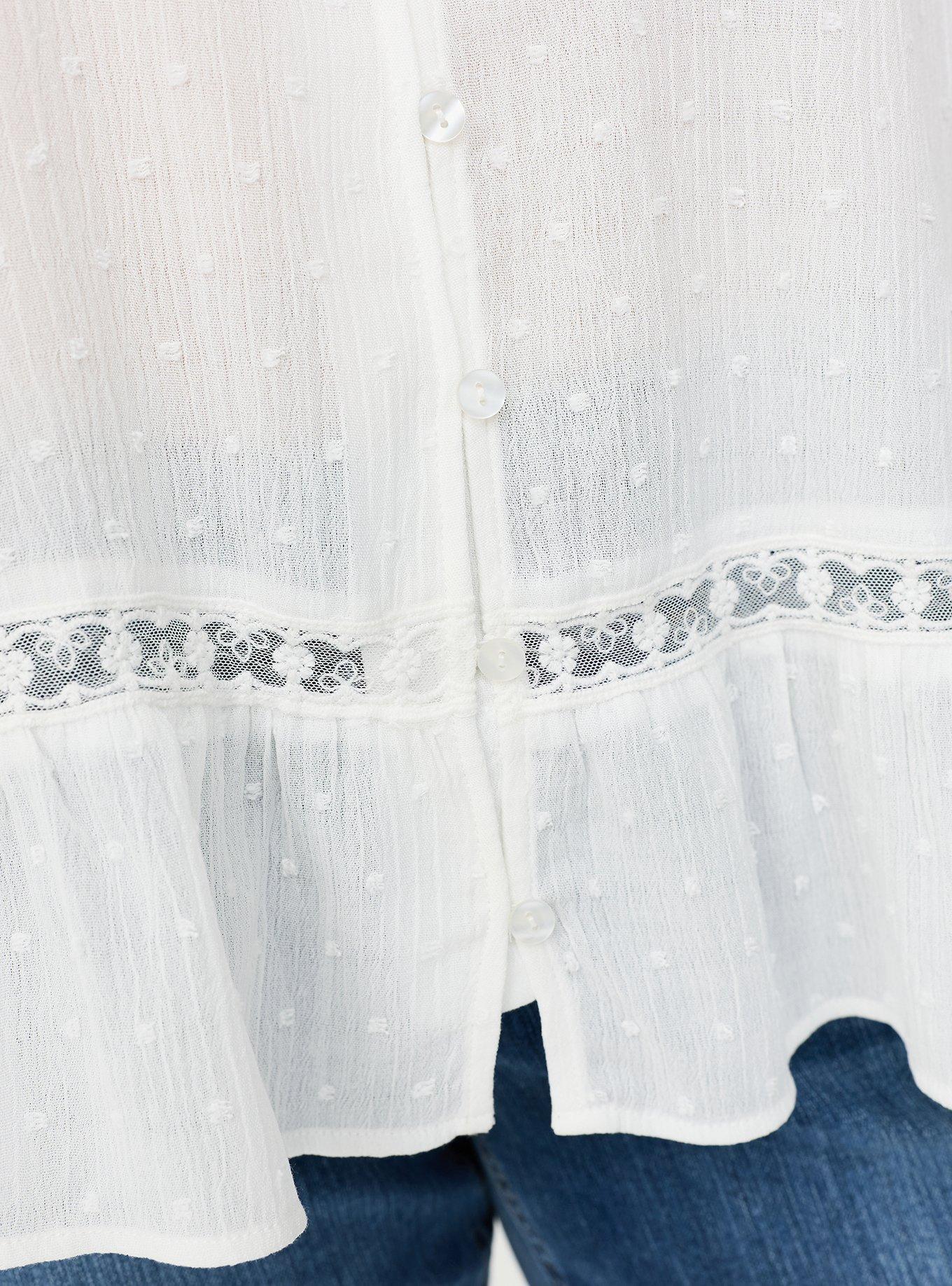 Button Front Pintuck Top, CLOUD DANCER, alternate