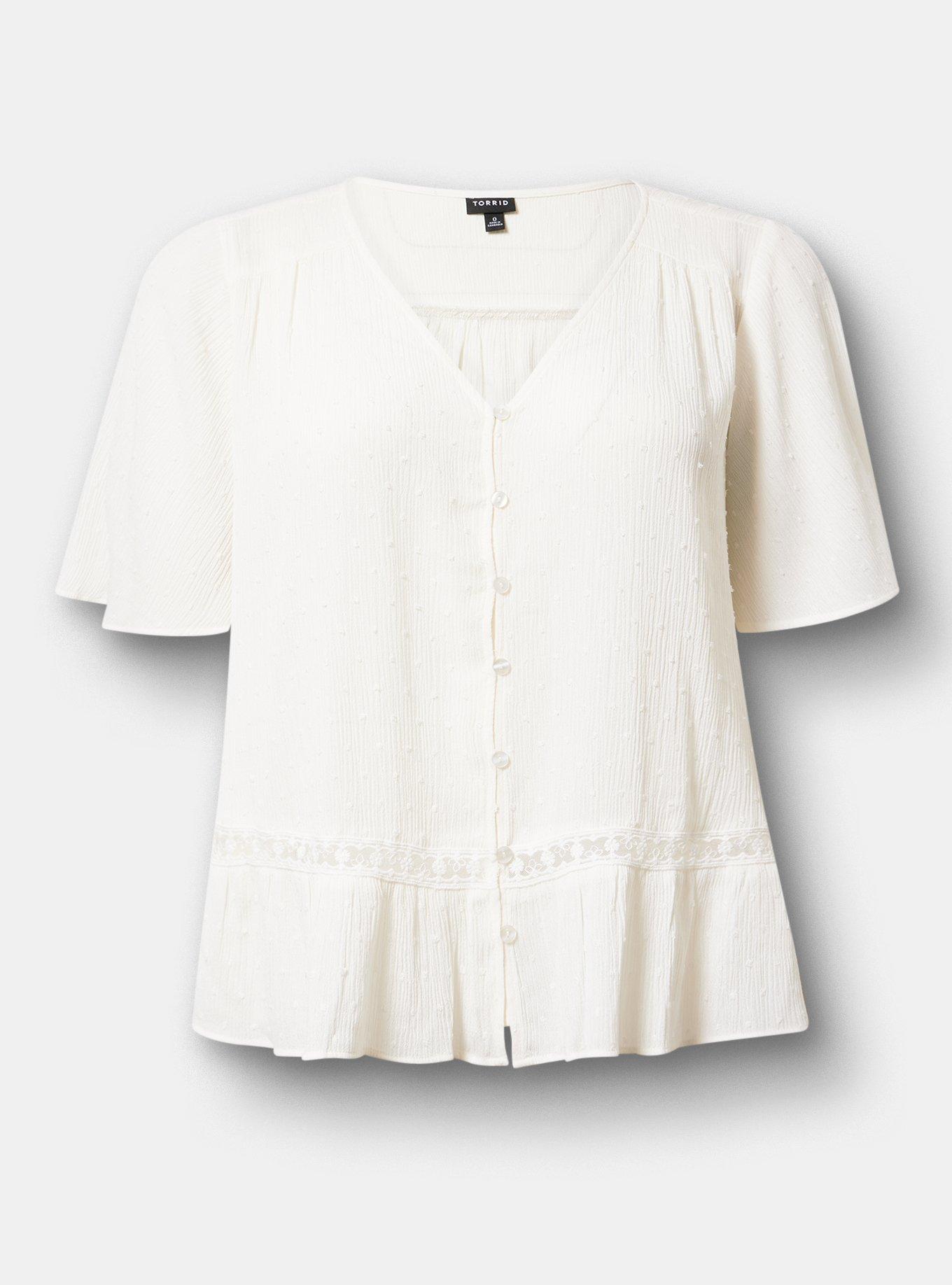 Button Front Pintuck Top, CLOUD DANCER, hi-res