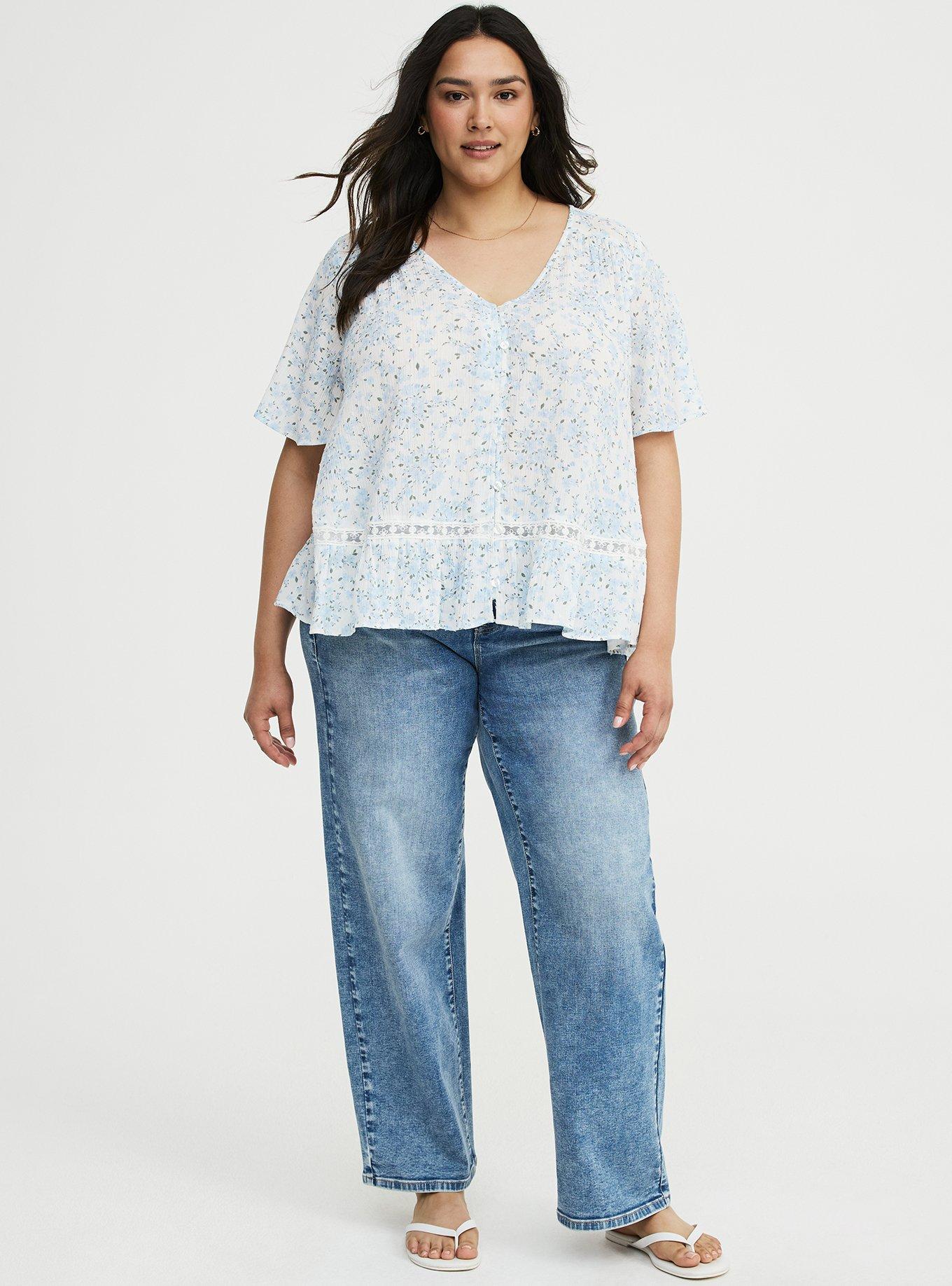 Button Front Pintuck Top, NORMANDY FLORAL BLUE, alternate