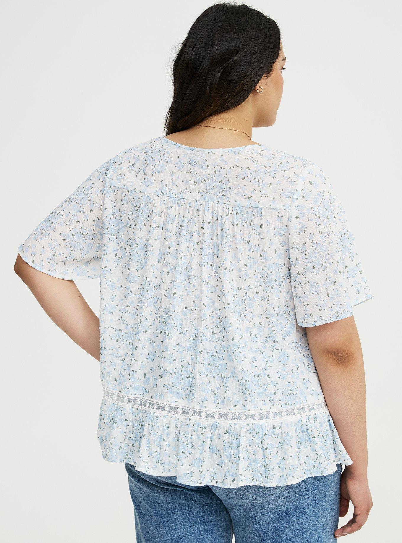 Button Front Pintuck Top, NORMANDY FLORAL BLUE, alternate