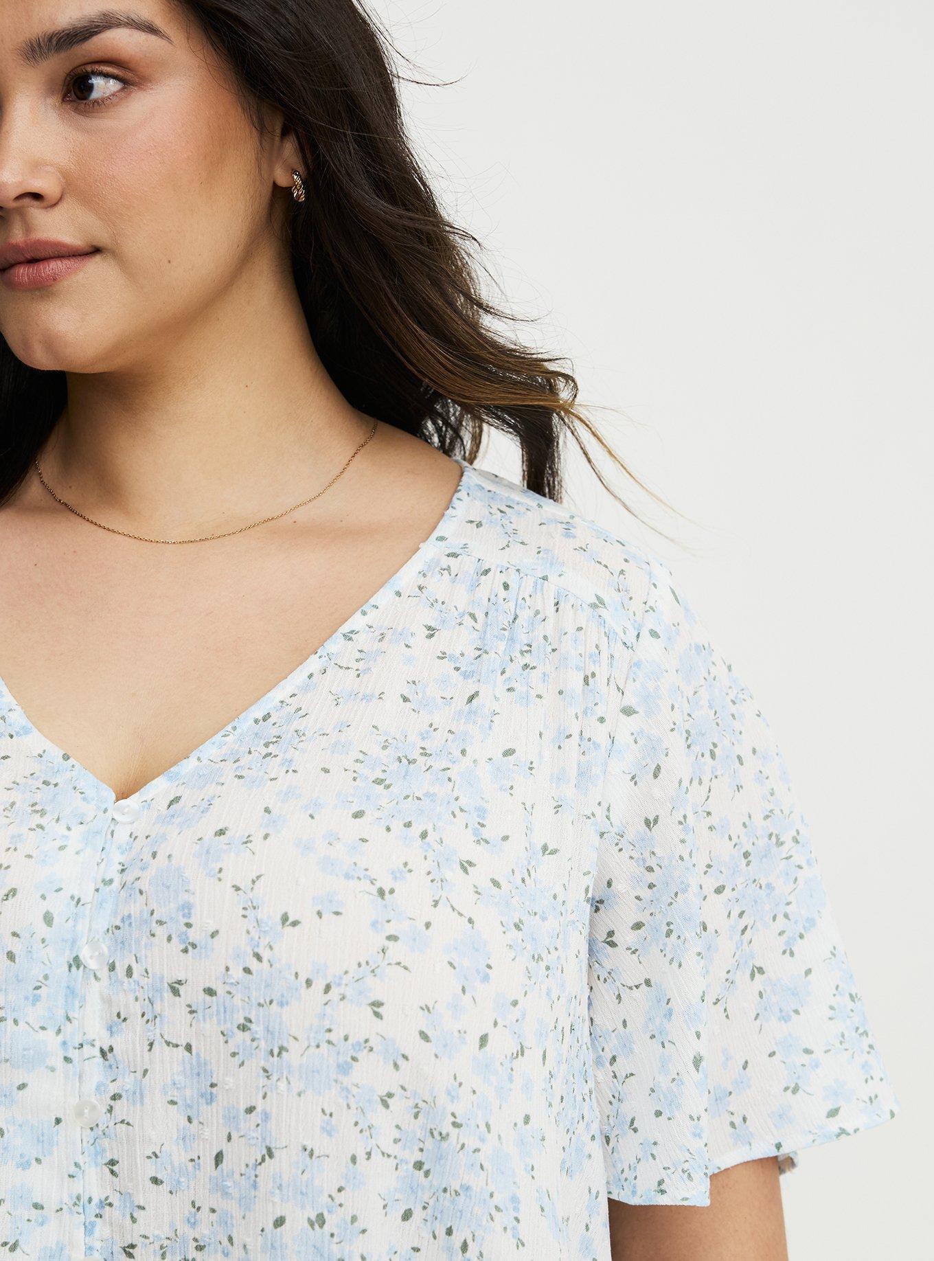 Button Front Pintuck Top, NORMANDY FLORAL BLUE, alternate