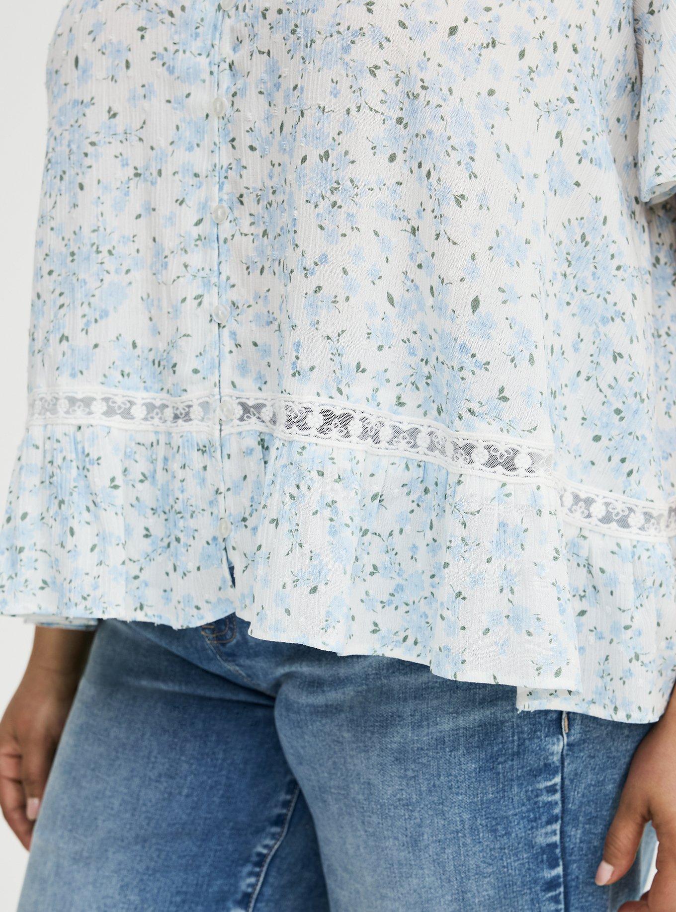 Button Front Pintuck Top, NORMANDY FLORAL BLUE, alternate