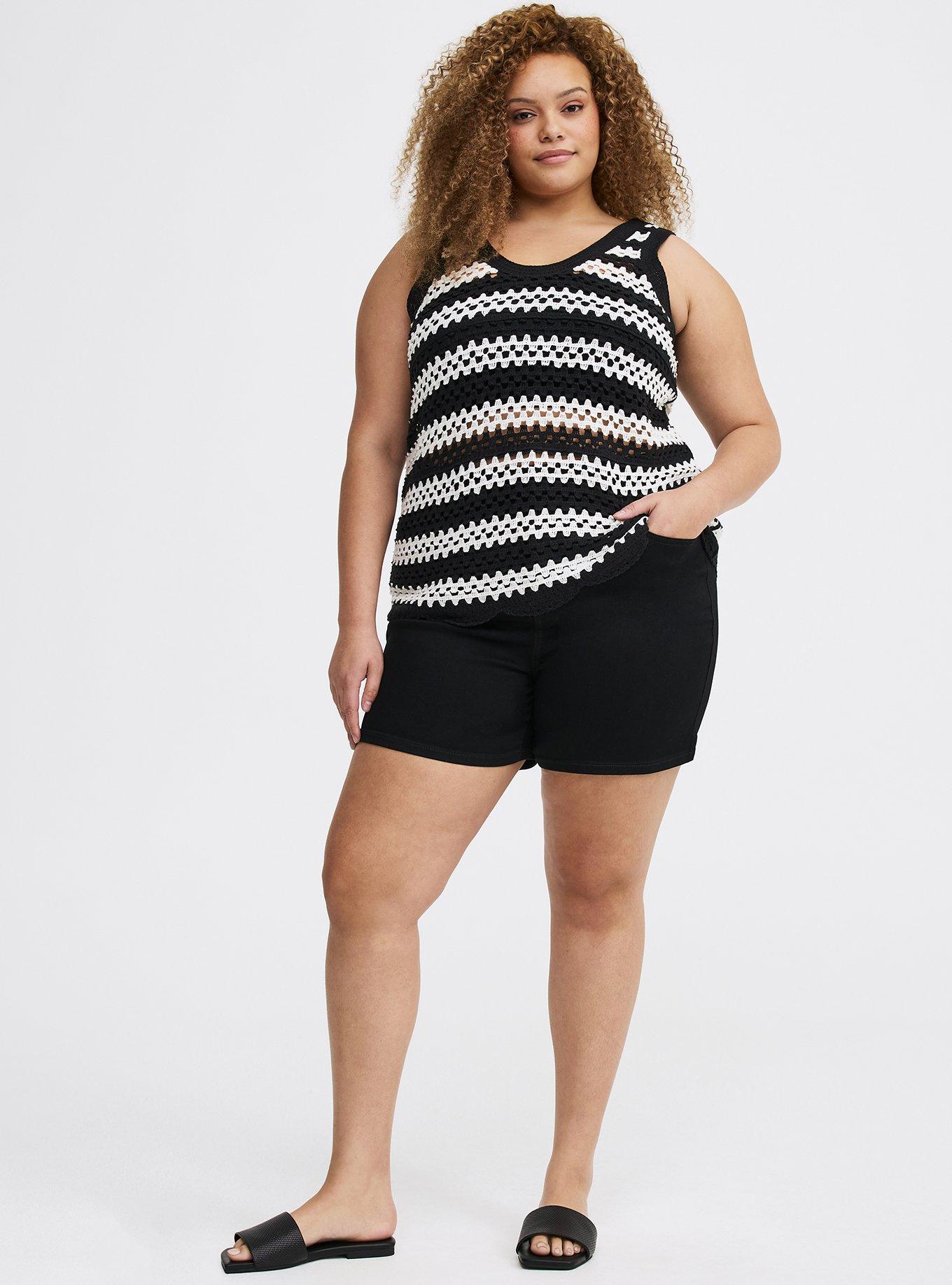 Crochet Tank, DEEP BLACK WHISPER WHITE CROCHET STRIPE, alternate