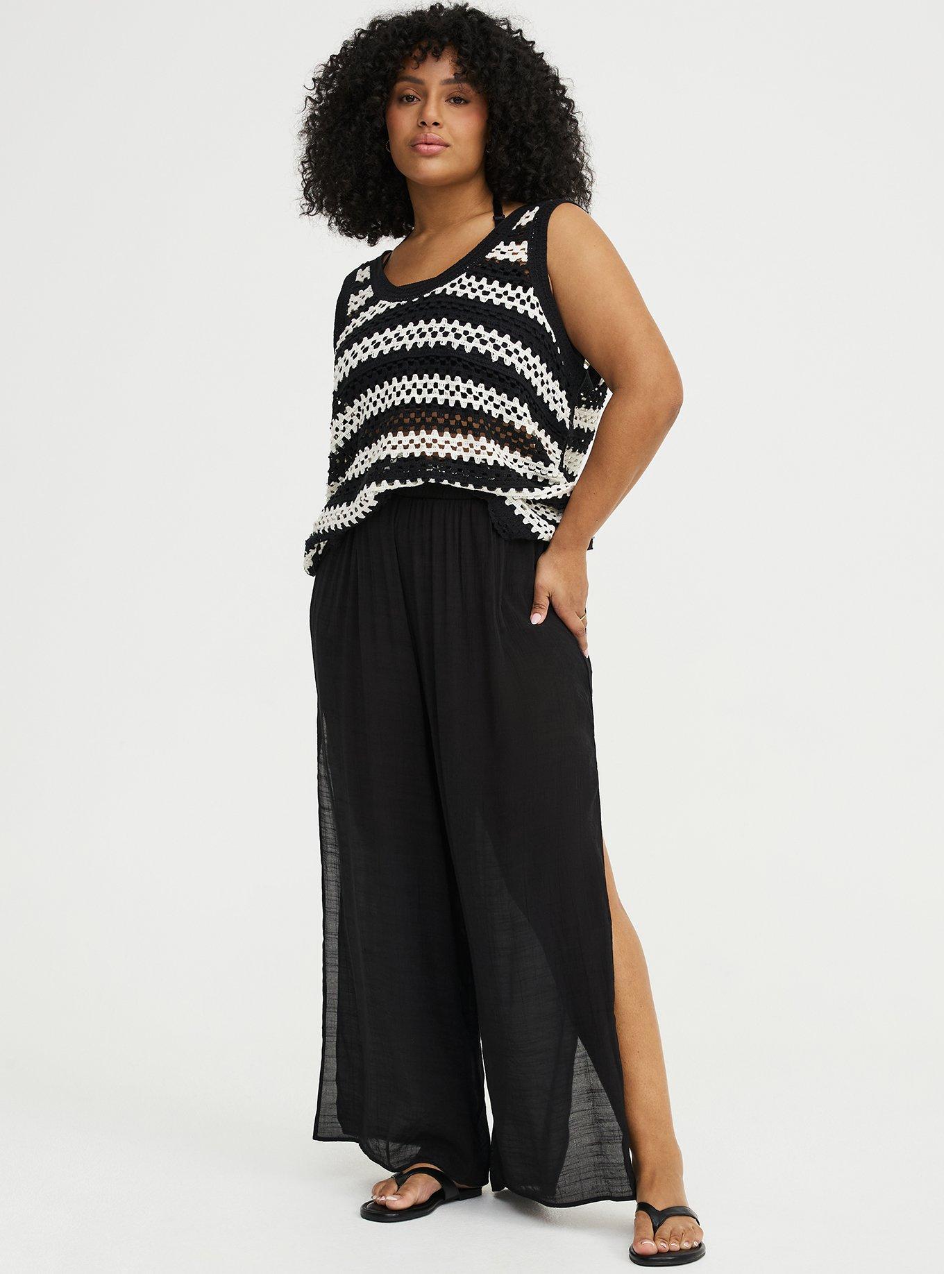 Crochet Tank, DEEP BLACK WHISPER WHITE CROCHET STRIPE, alternate