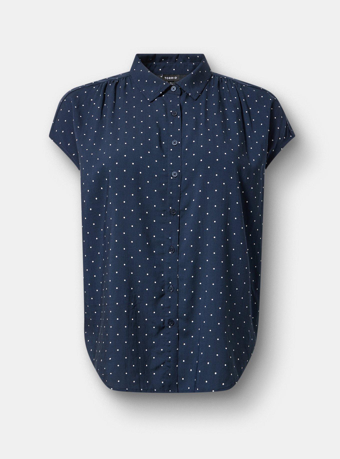 Challis Dolman Shirt, DAINTY DOT NAVY, hi-res