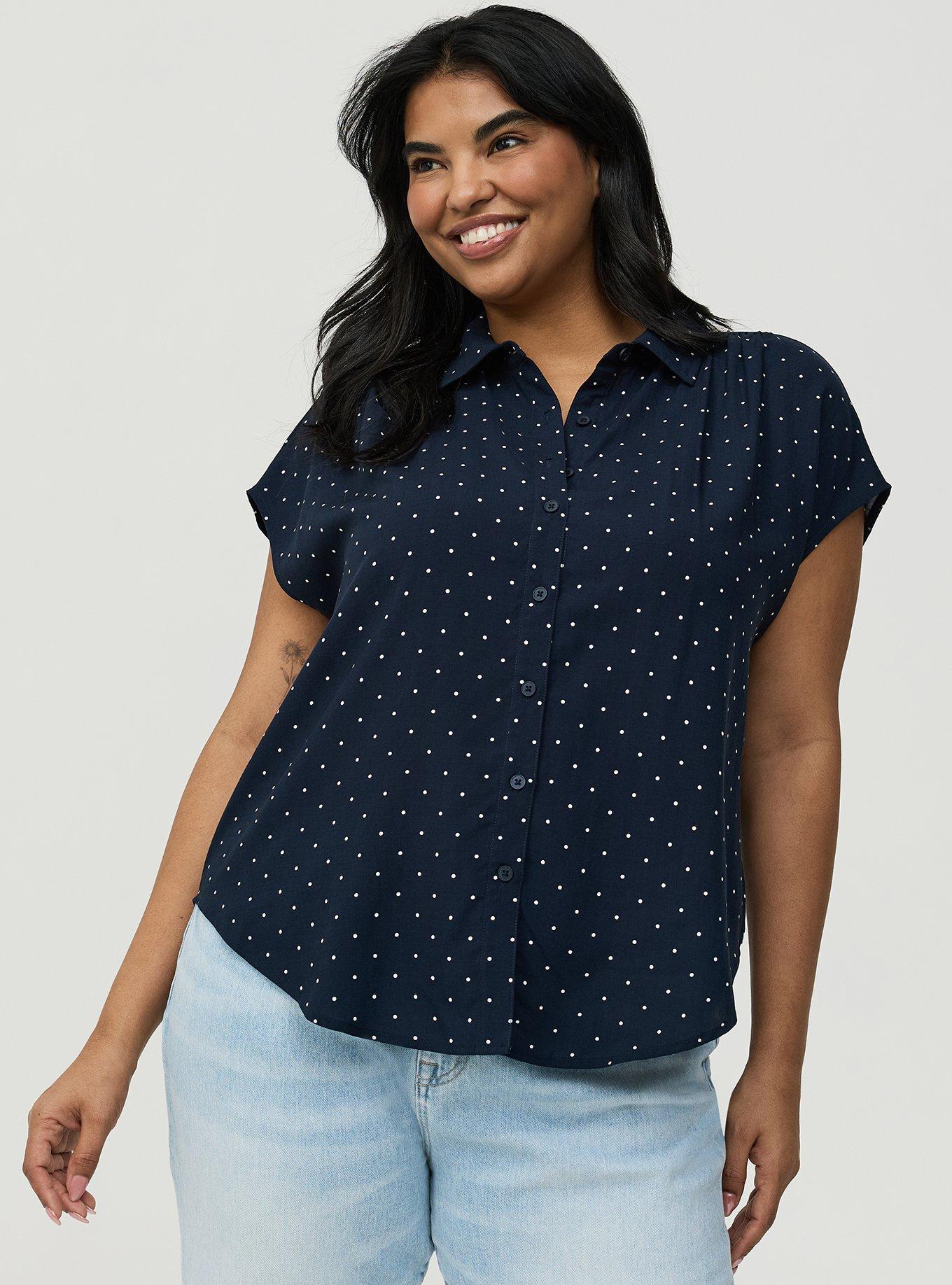 Challis Dolman Shirt, DAINTY DOT NAVY, hi-res