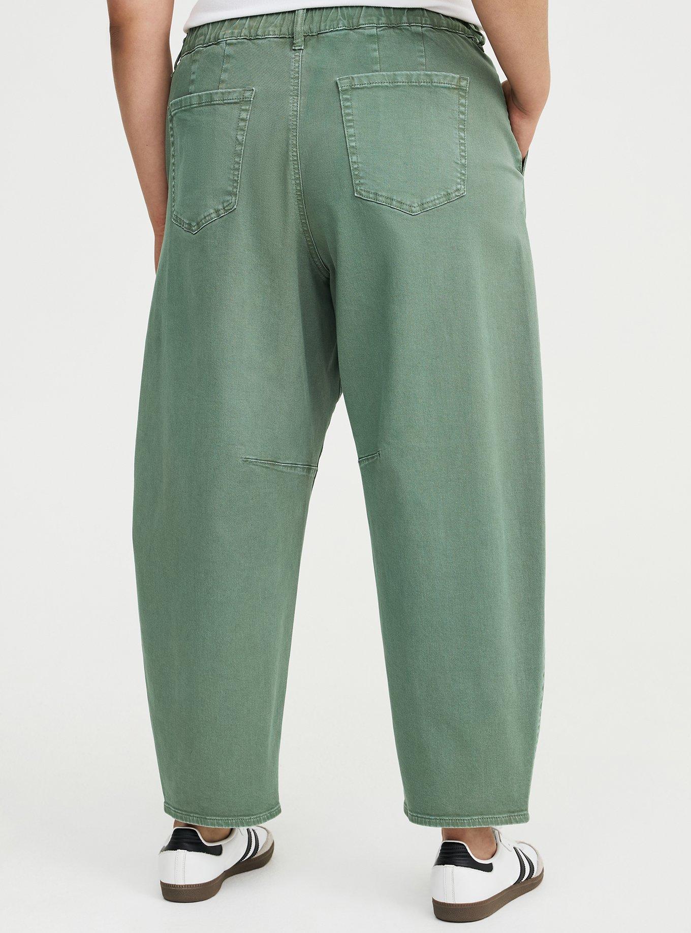 High-Rise Twill Barrel Pant, AGAVE GREEN, alternate