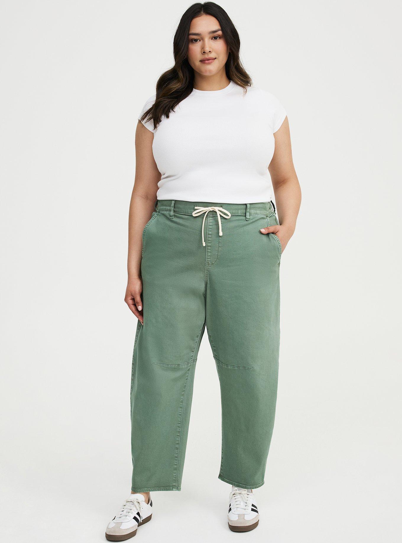 High-Rise Twill Barrel Pant, AGAVE GREEN, alternate