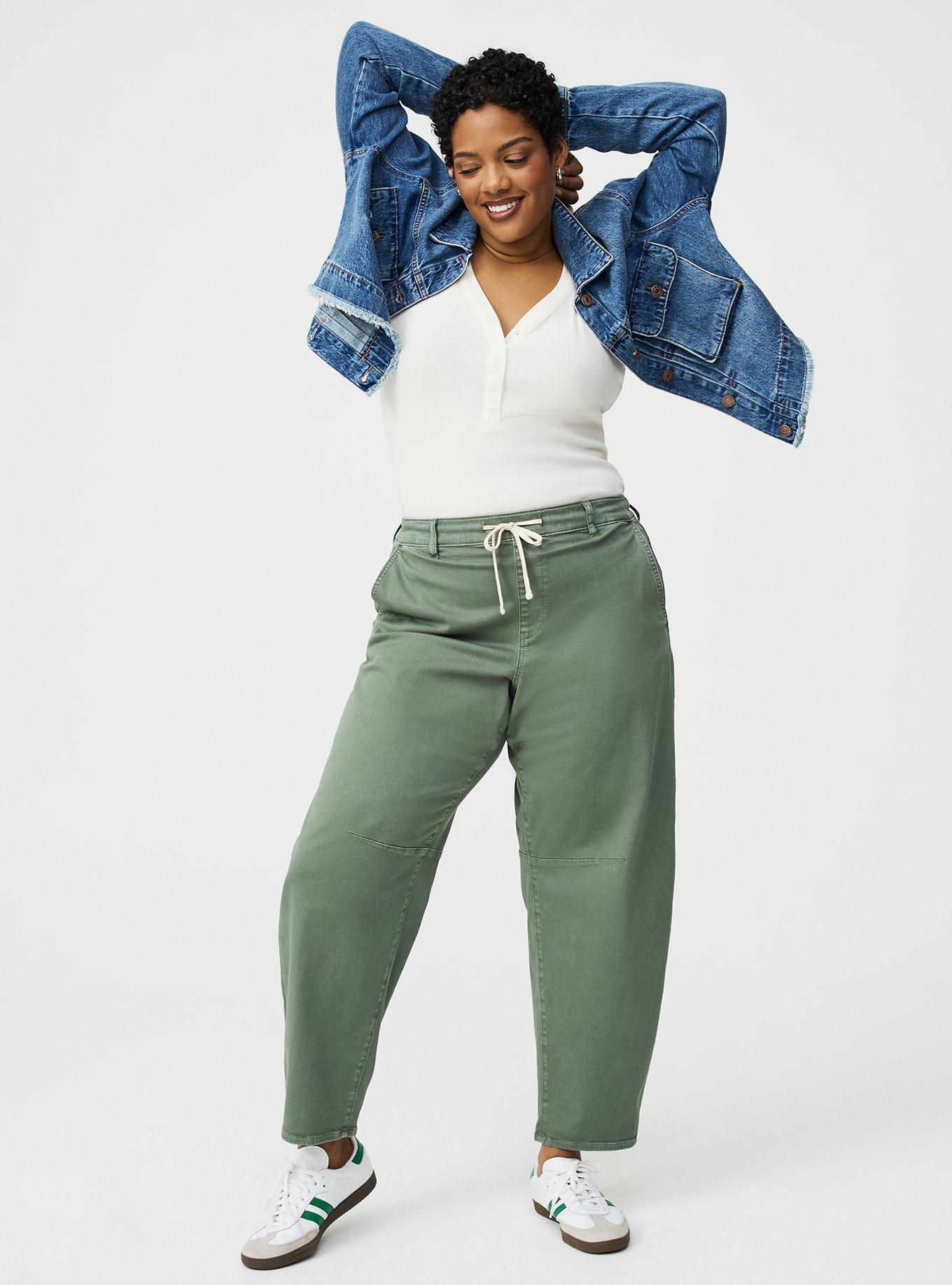 High-Rise Twill Barrel Pant, AGAVE GREEN, hi-res