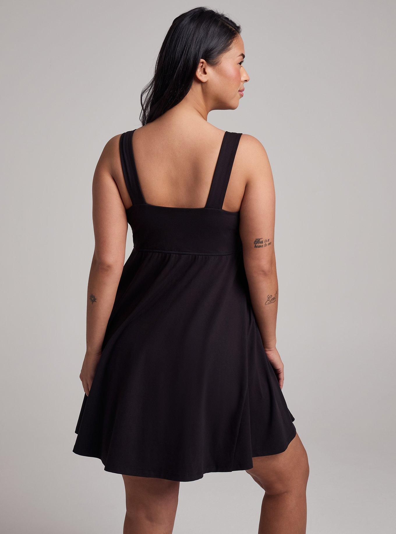 TRU Super Soft Performance Jersey Fit & Flare Tennis Dress, DEEP BLACK, alternate