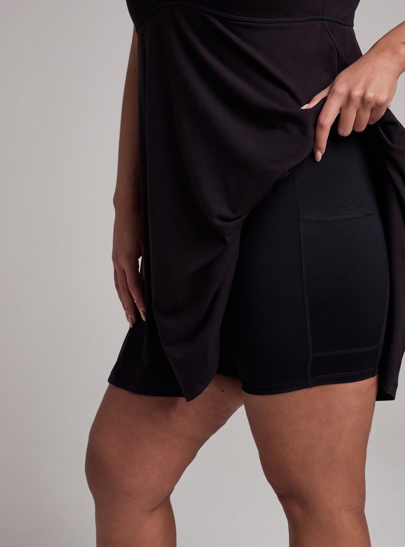 TRU Super Soft Performance Jersey Fit & Flare Tennis Dress, DEEP BLACK, alternate