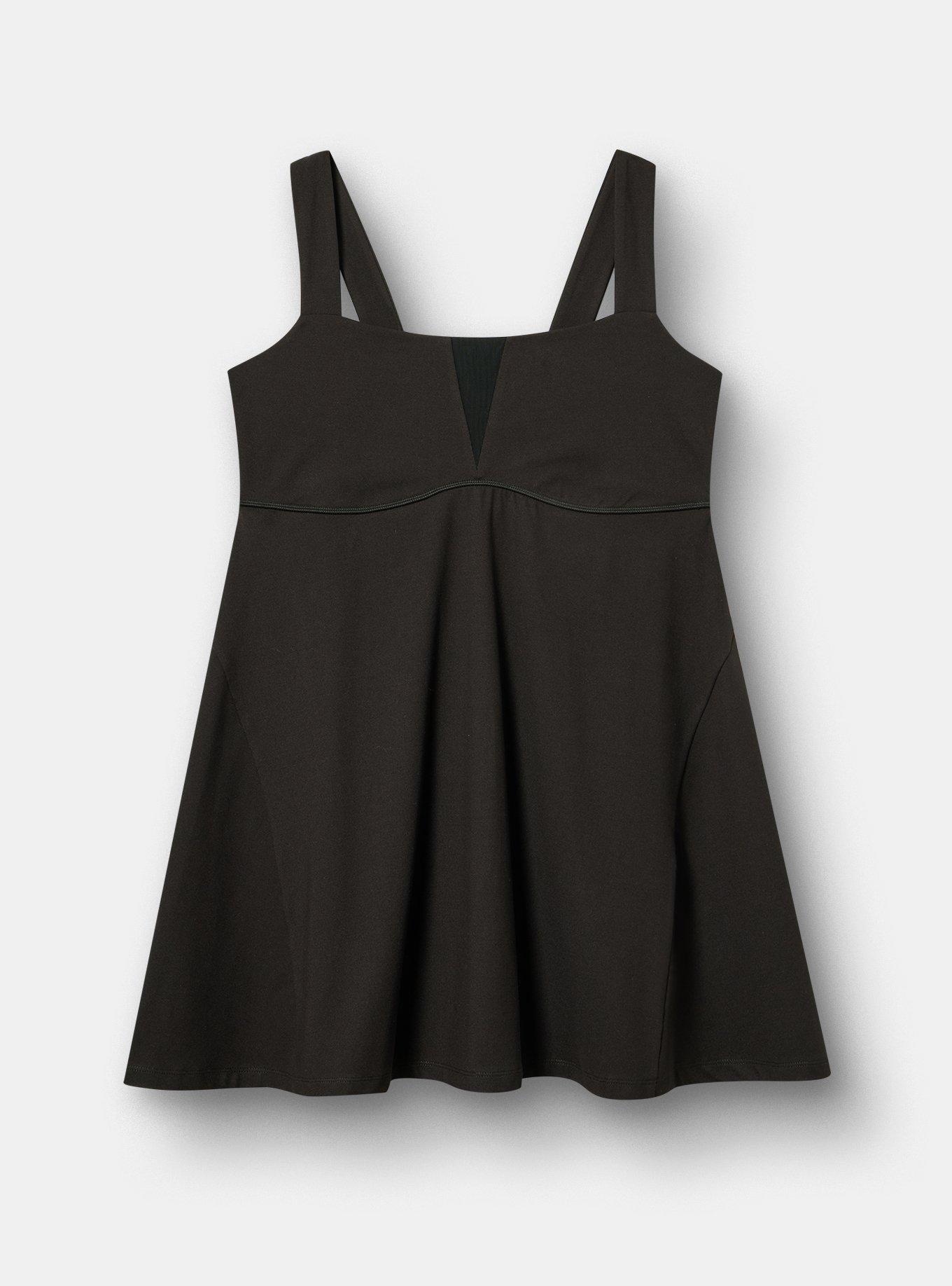 TRU Super Soft Performance Jersey Fit & Flare Tennis Dress, DEEP BLACK, hi-res