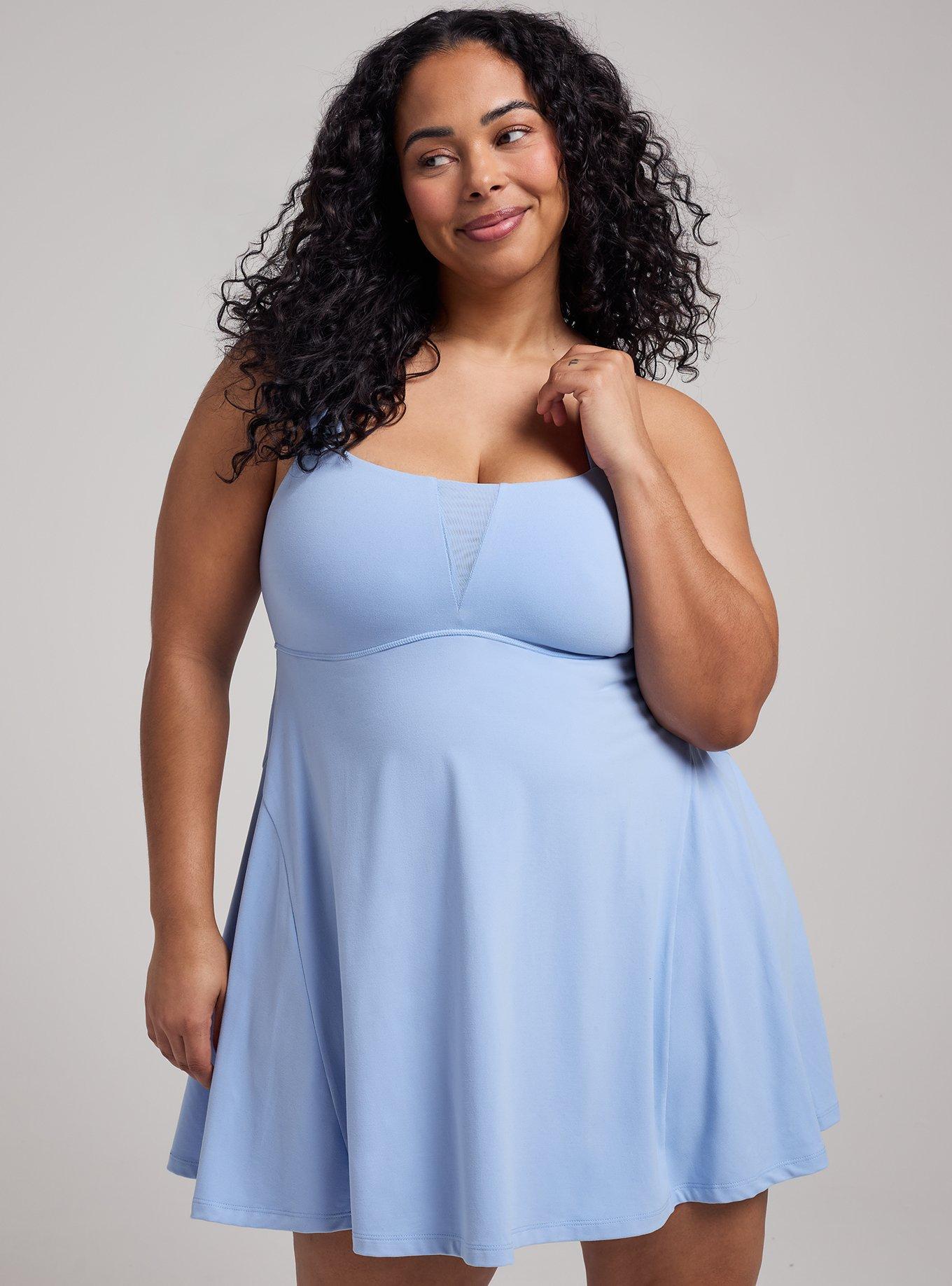 Plus Size TRU Super Soft Performance Jersey Fit & Flare Tennis Dress, POLARIS STAR, hi-res