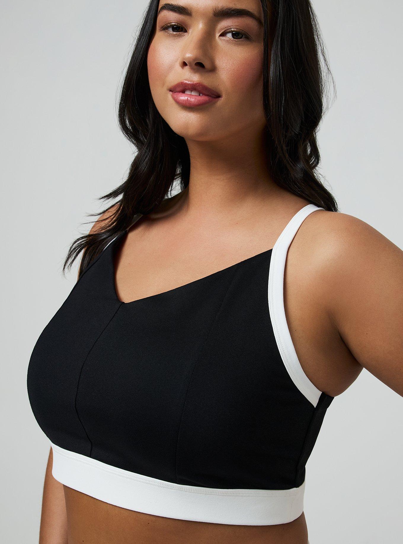 TRU Performance Core Active Sports Bra with Piping, DEEP BLACK, alternate