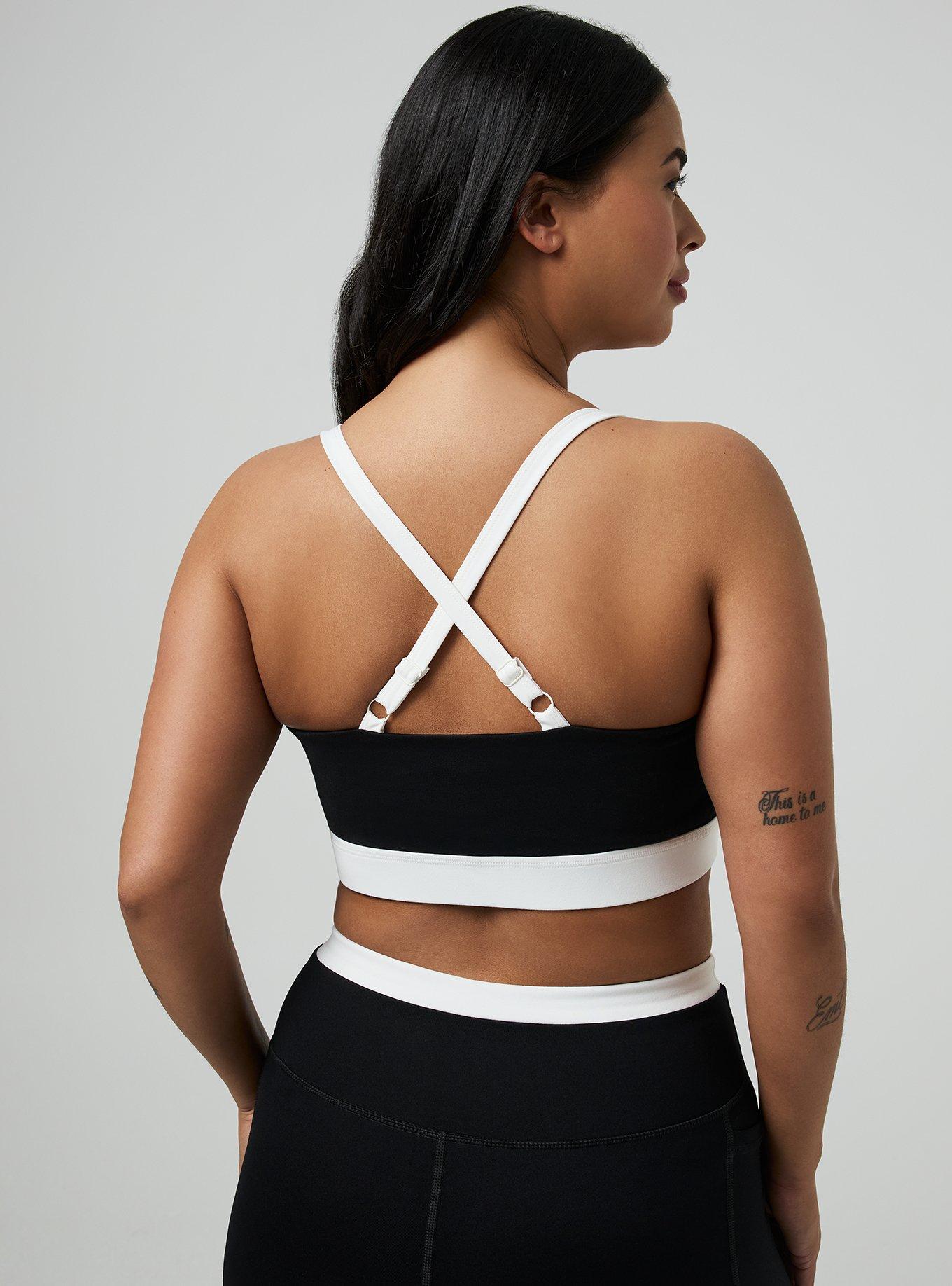 TRU Performance Core Active Sports Bra with Piping, DEEP BLACK, alternate