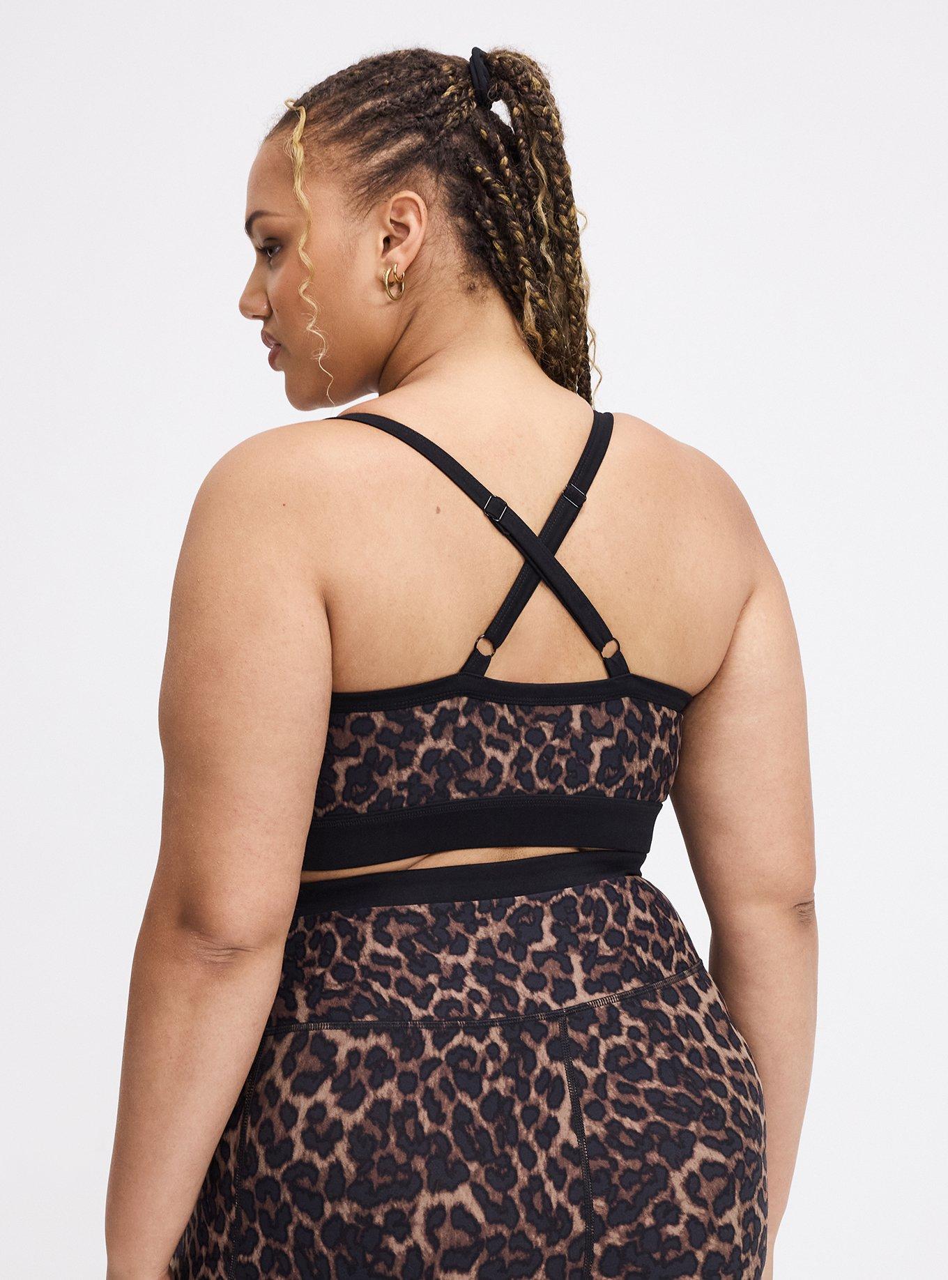 TRU Performance Core Active Sports Bra with Piping, ON THE PROWL LEOPARD CHOCOLATE, alternate