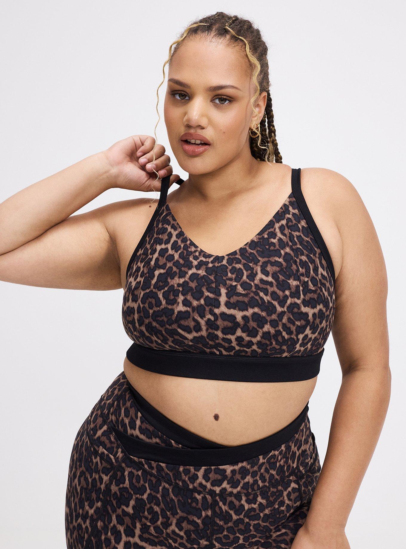 TRU Performance Core Active Sports Bra with Piping, ON THE PROWL LEOPARD CHOCOLATE, hi-res