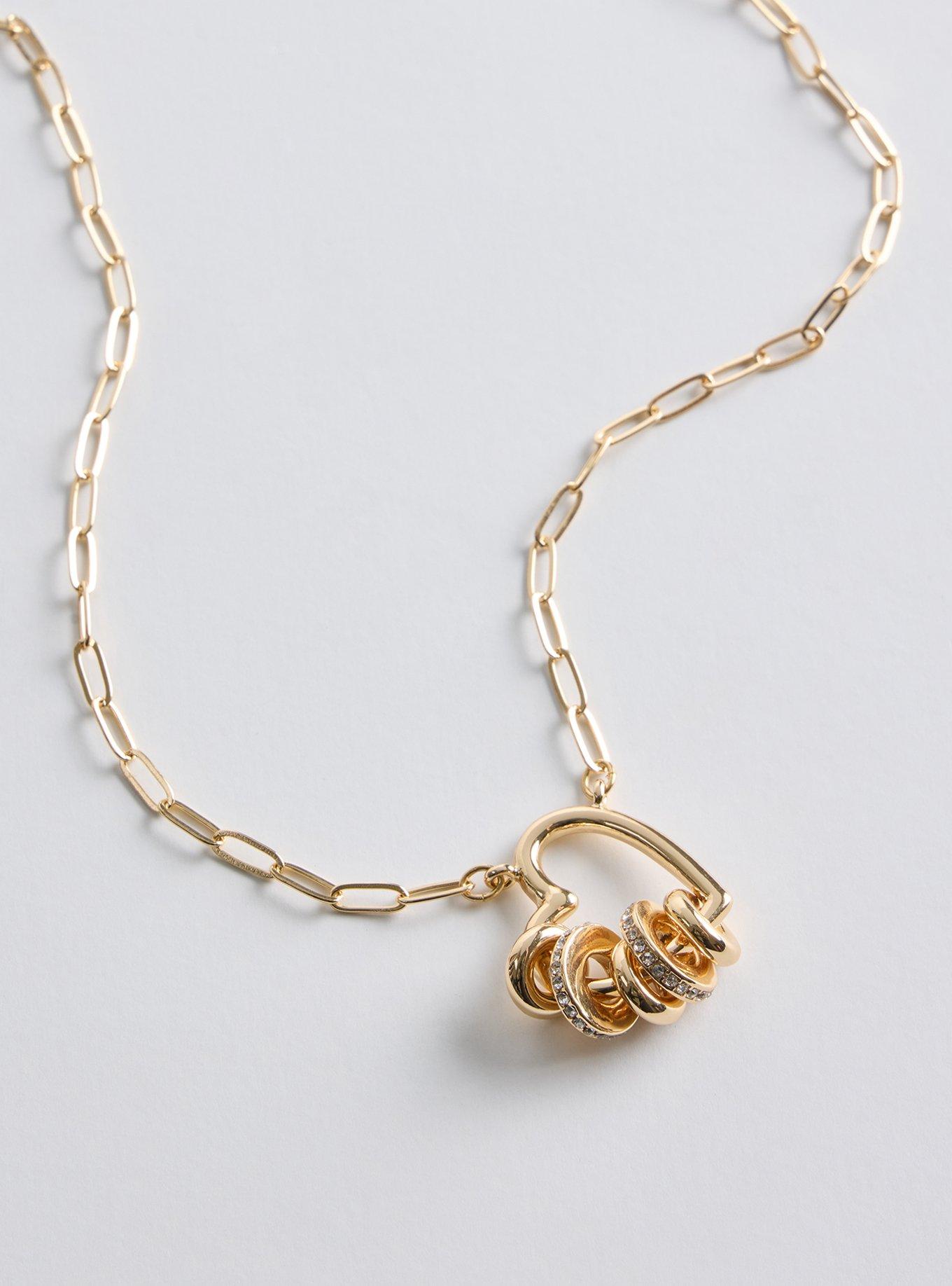 Plus Size Heart Carabiner Necklace, , alternate