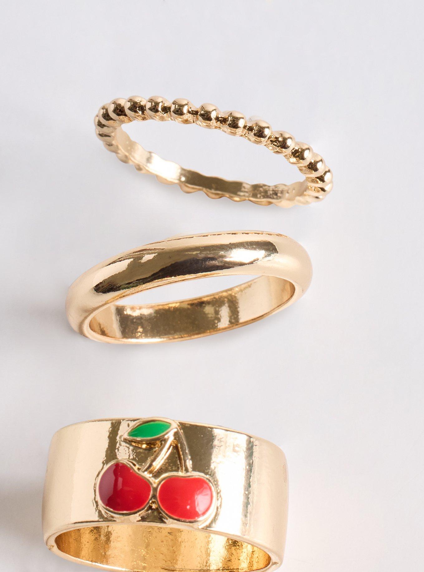 Pave Heart Ring Set, GOLD, alternate