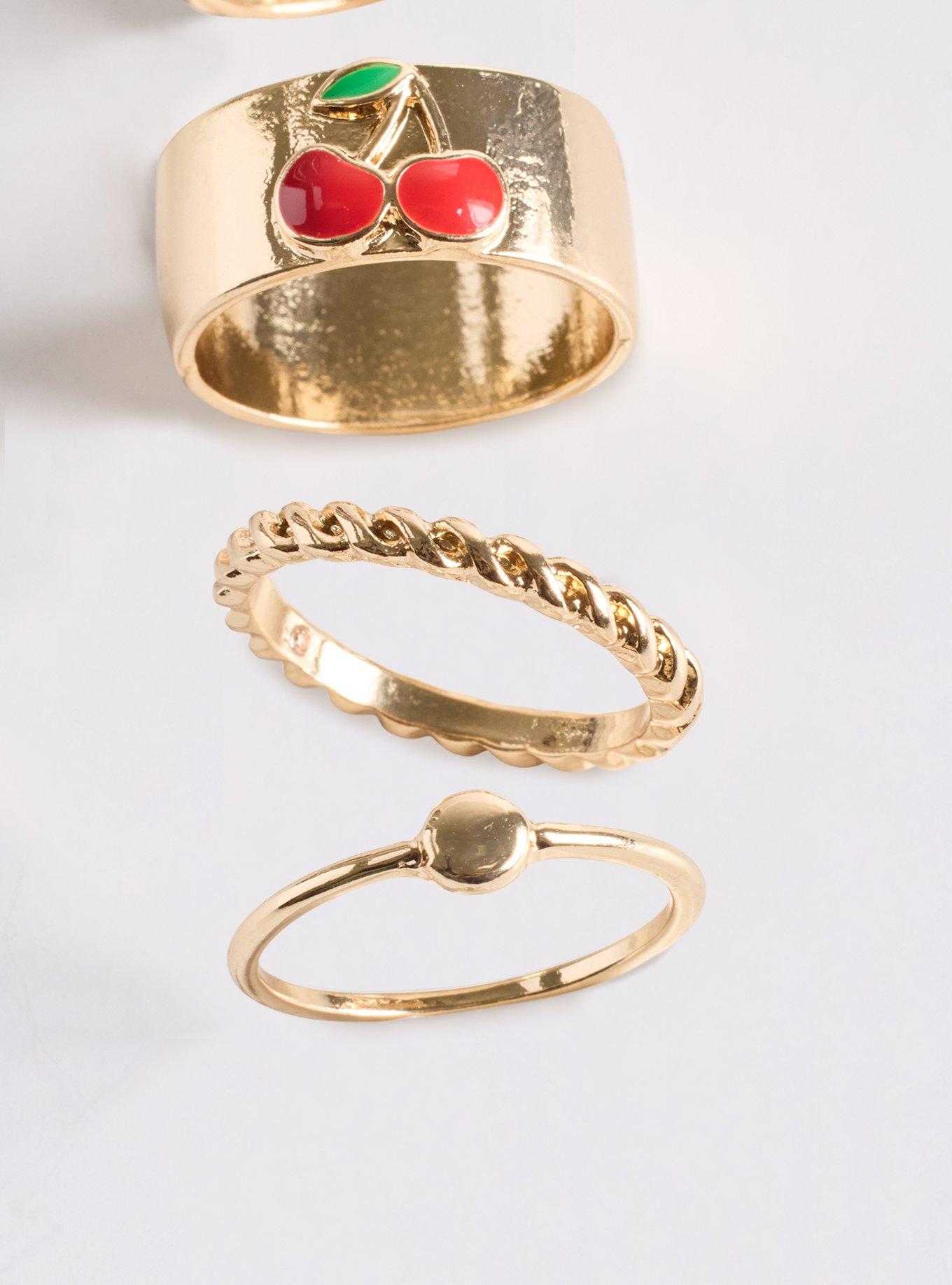 Pave Heart Ring Set, GOLD, alternate