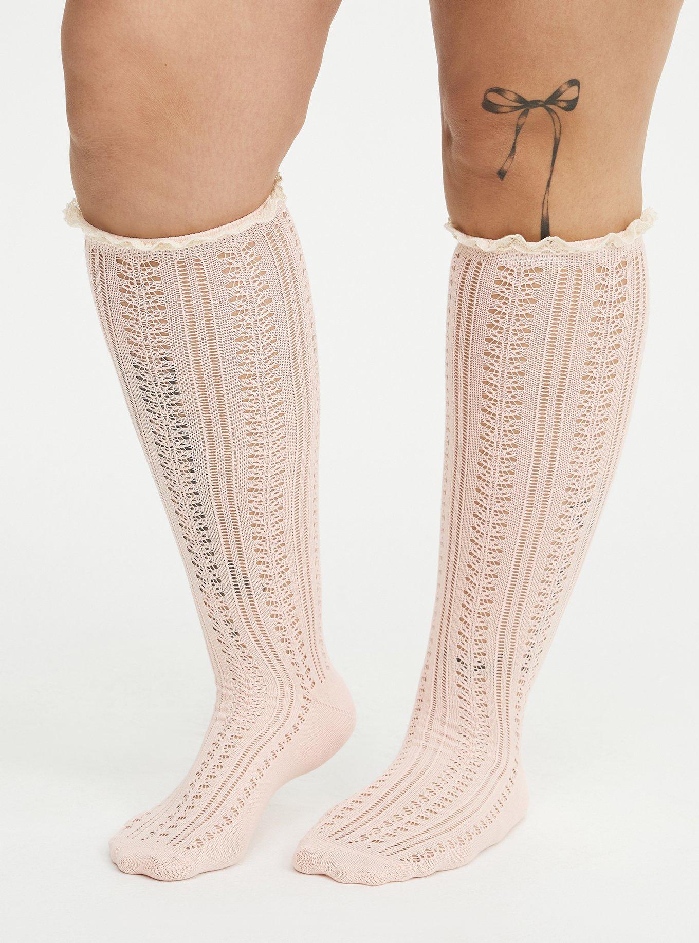 Pointelle Knee-High Sock, BLUSH, hi-res
