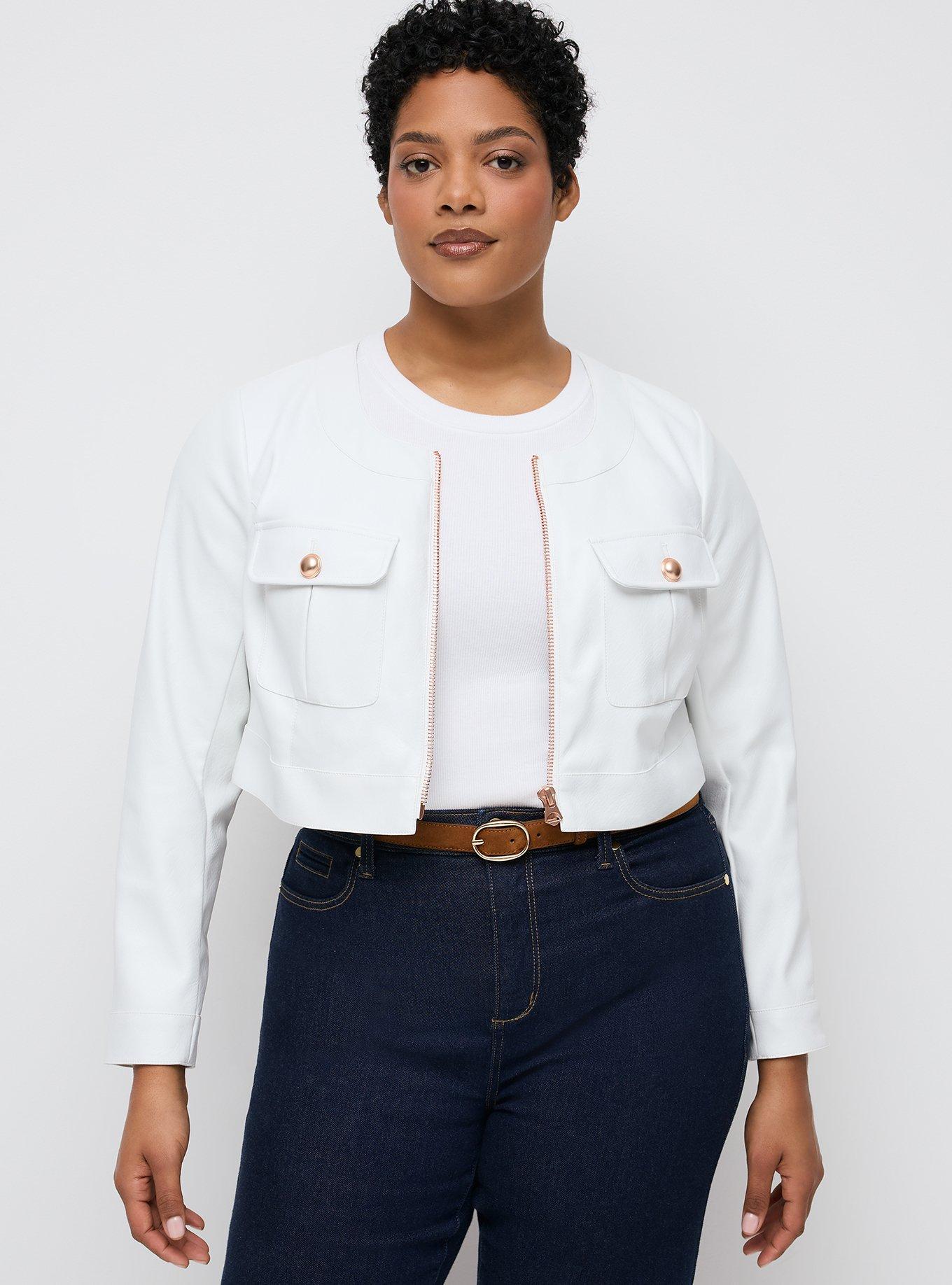 Studio Faux Leather Jacket, BLANC DE BLANC, alternate