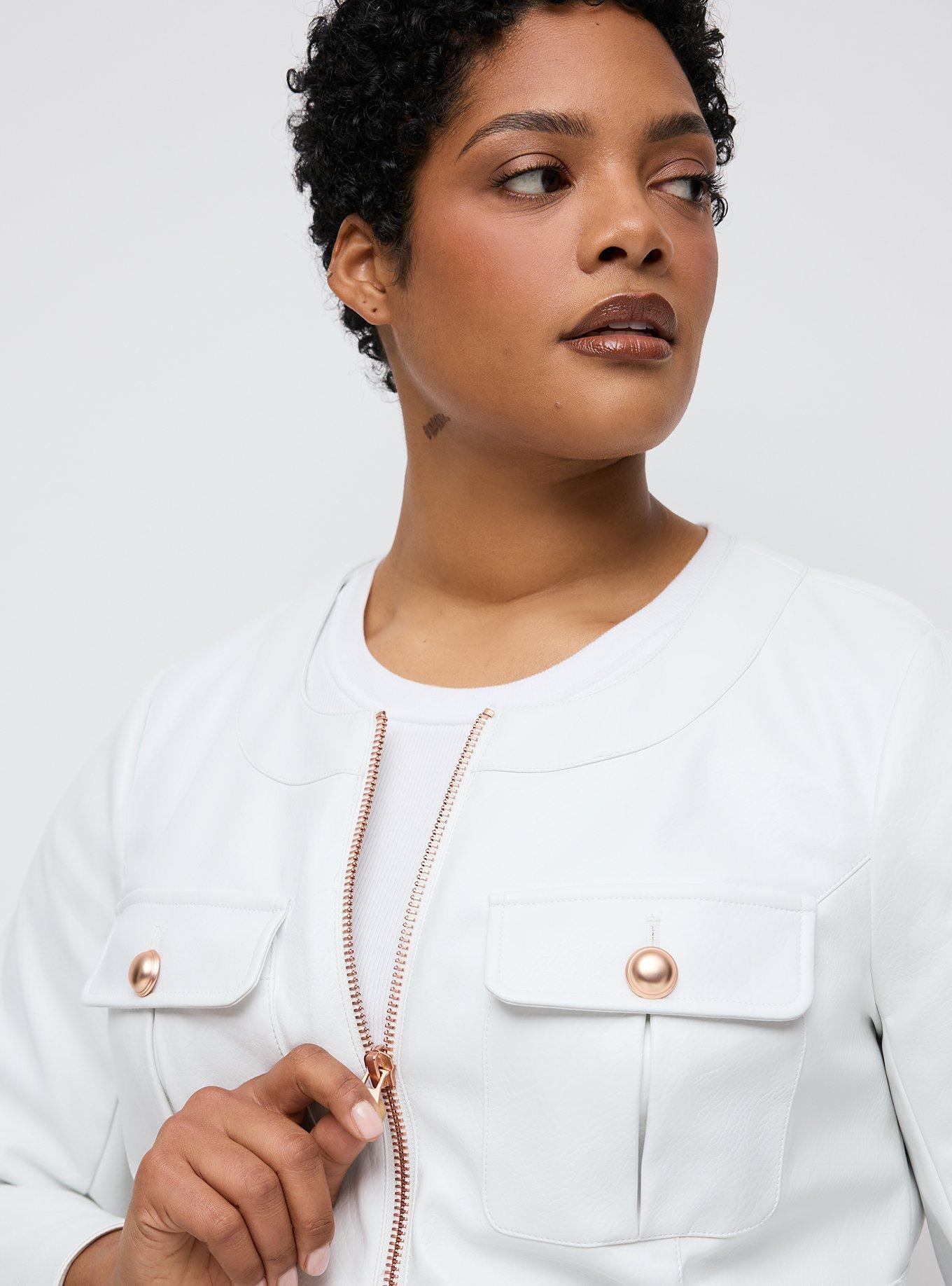 Studio Faux Leather Jacket, BLANC DE BLANC, alternate