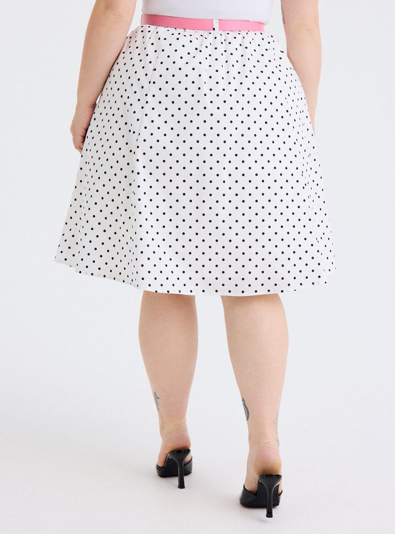 Retro Chic Belted Swing Skirt, DOTTIE DOTS WHITE, alternate