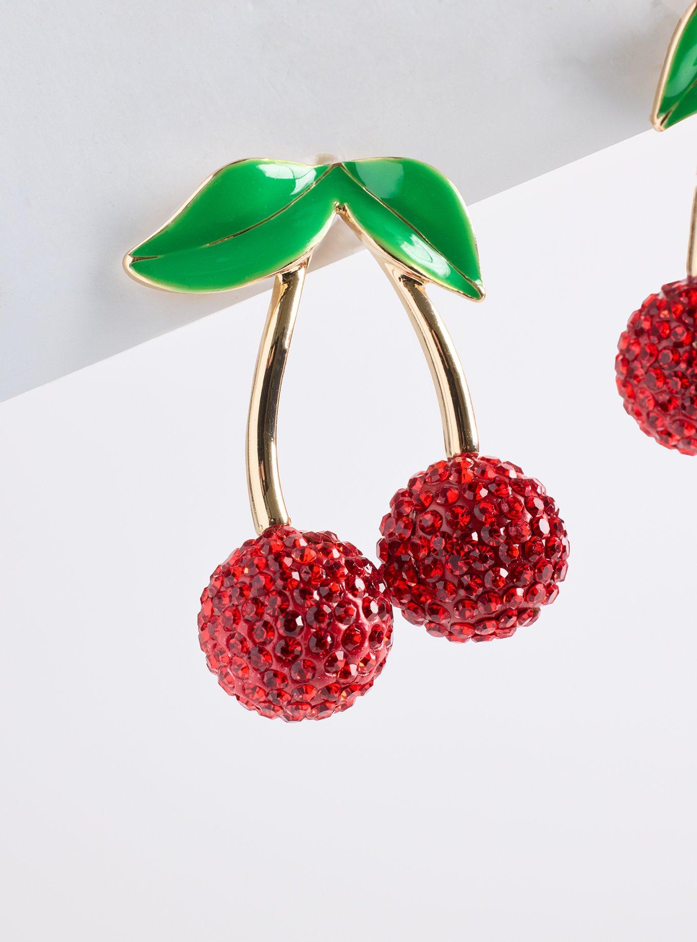 Retro Cherry Statement Earring, , alternate
