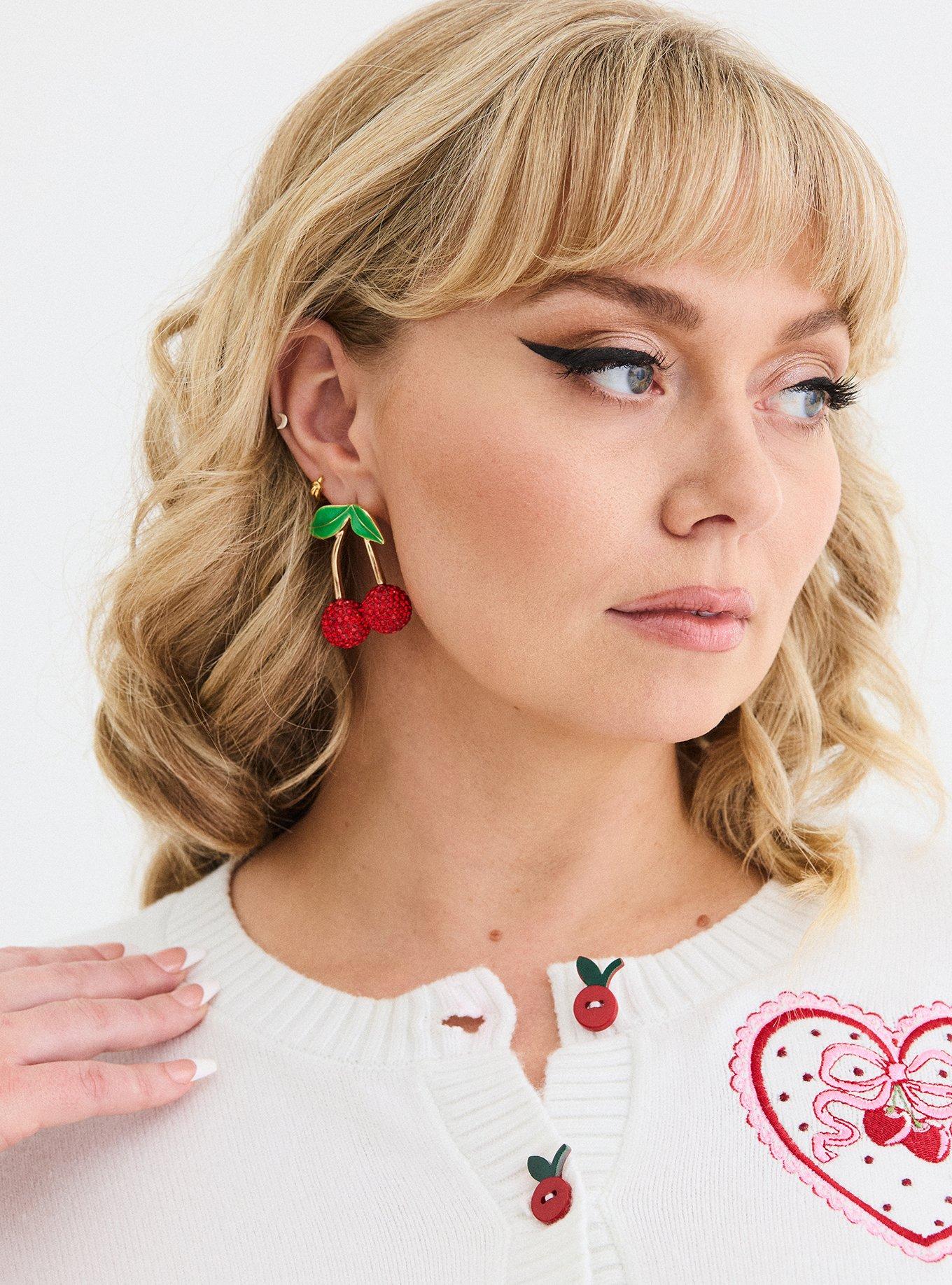 Retro Cherry Statement Earring, , hi-res