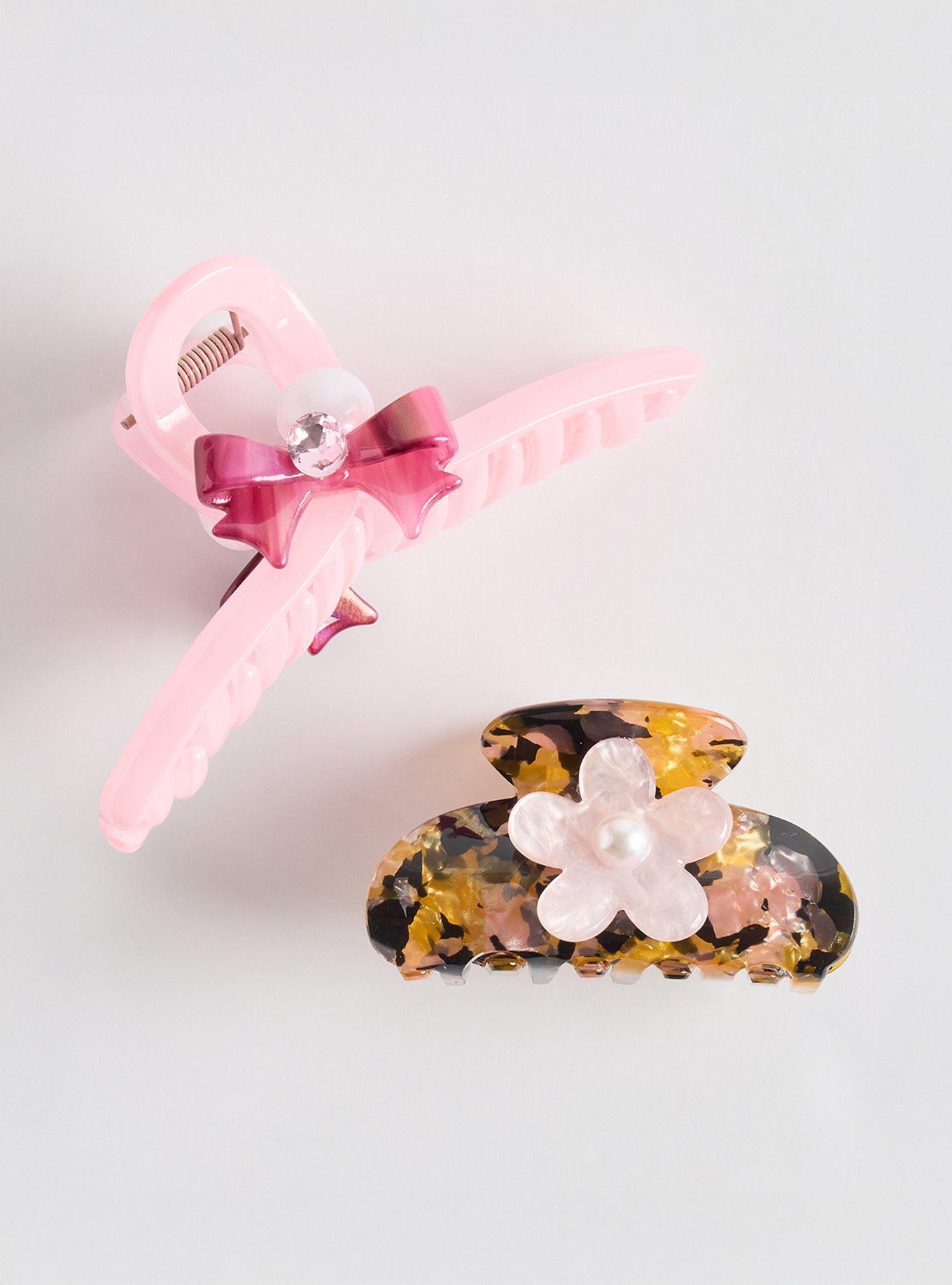 Floral And Bow Clip Set, , hi-res