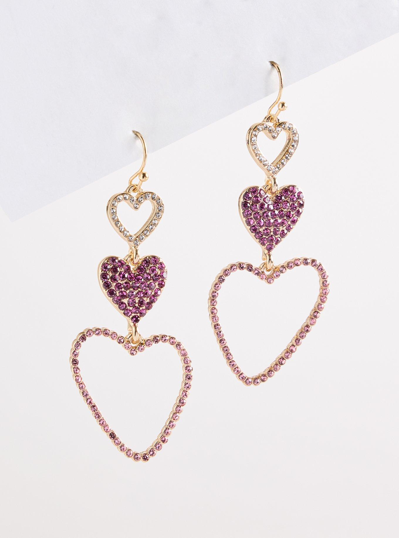 Pave Heart Drop Earring