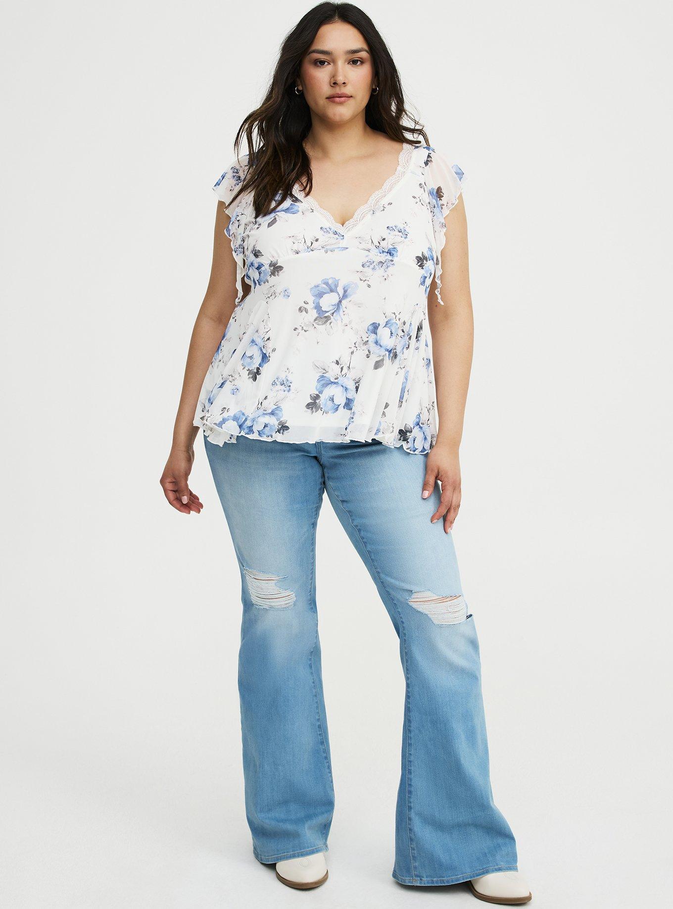 Perfect Super-Flare Mid-Rise Jean, BLUE 33, hi-res
