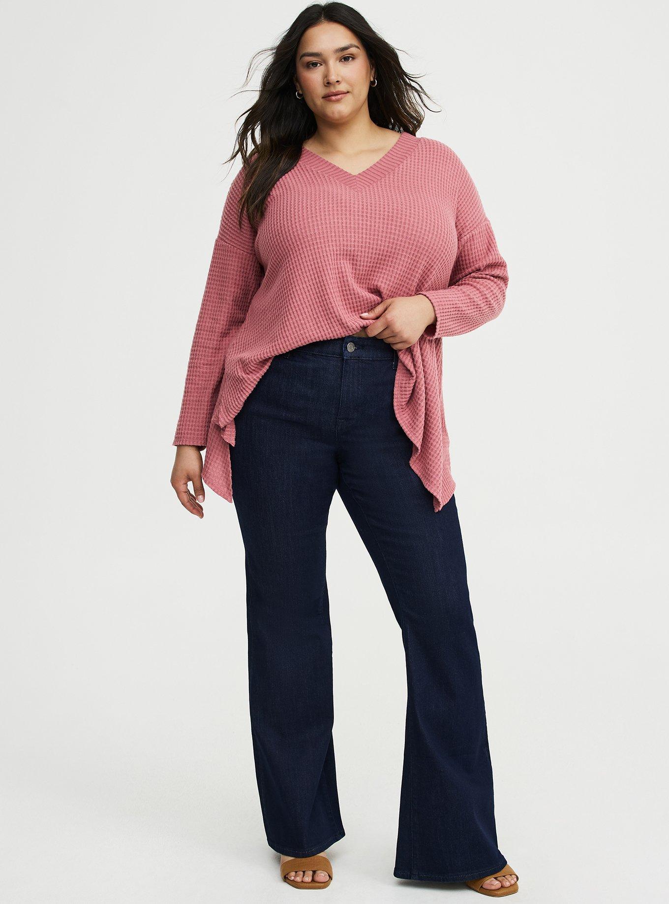 Plus Size Perfect Super-Flare Mid-Rise Jean, BLUE 30, hi-res