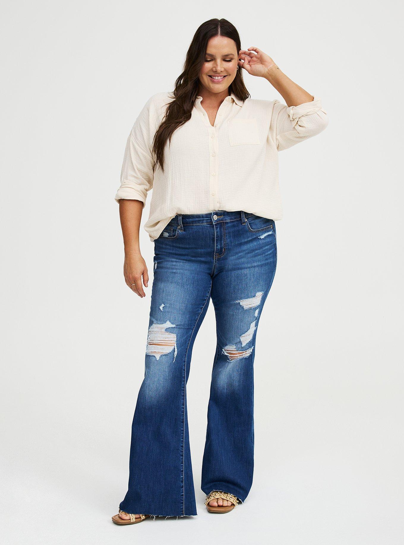 Perfect Super-Flare Mid-Rise Jean, BLUE 32, alternate