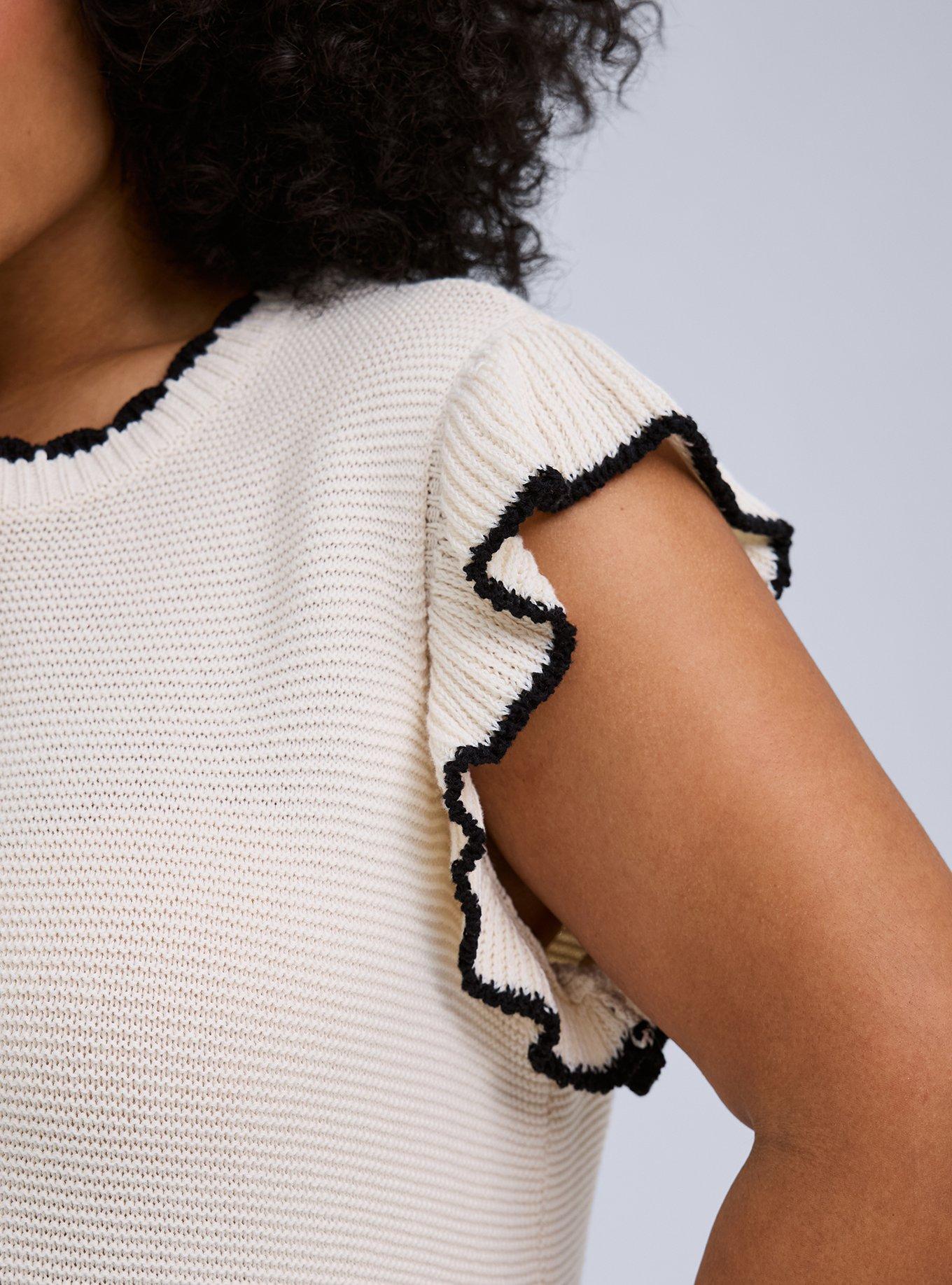 Belle Isle Flutter Sleeve Sweater, WHITE SWAN, alternate