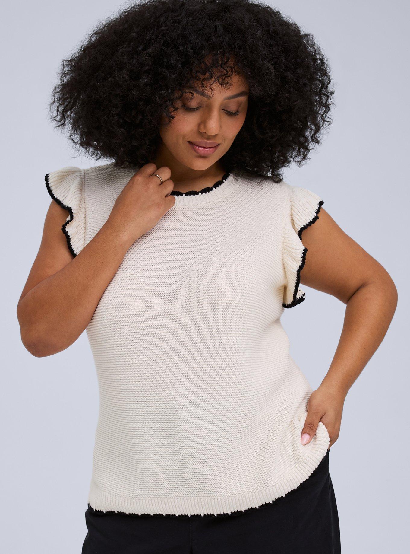 Belle Isle Flutter Sleeve Sweater, WHITE SWAN, hi-res