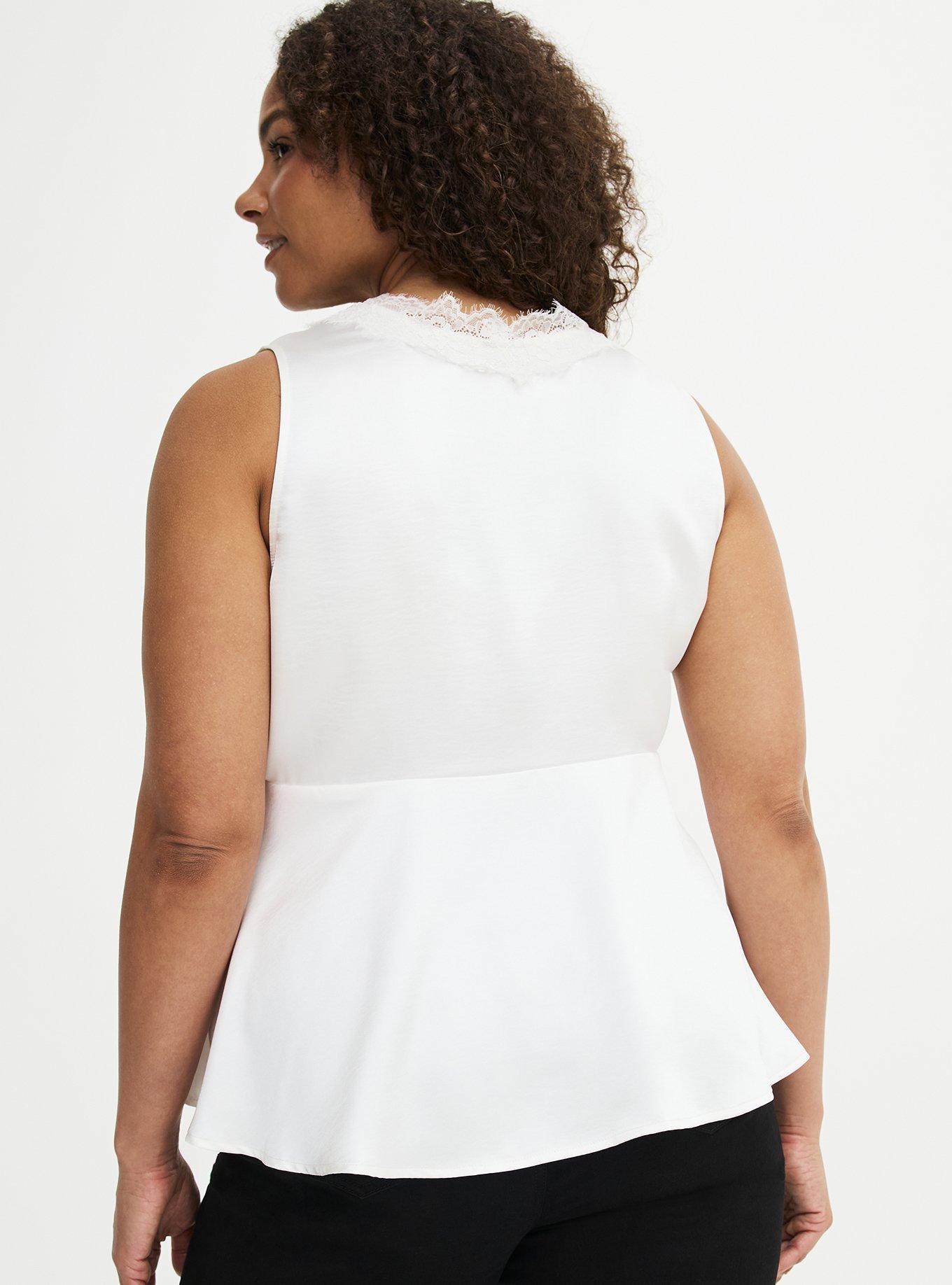 Satin Lace Trim Tank, CLOUD DANCER, alternate