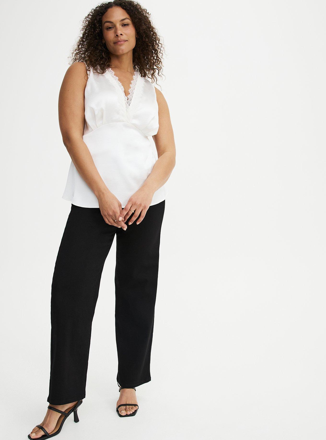 Satin Lace Trim Tank, CLOUD DANCER, alternate