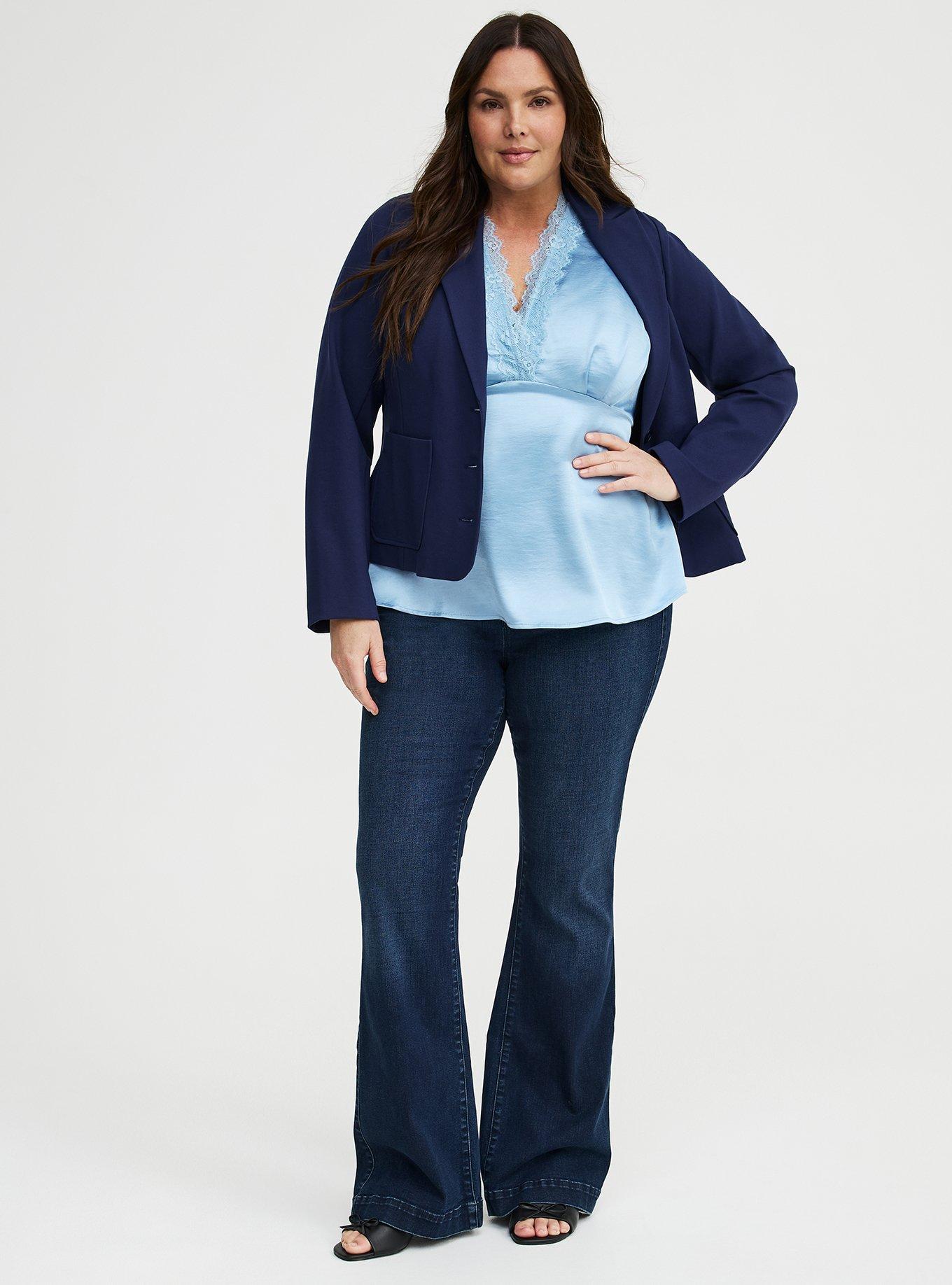 Satin Lace Trim Tank, CERULEAN, alternate