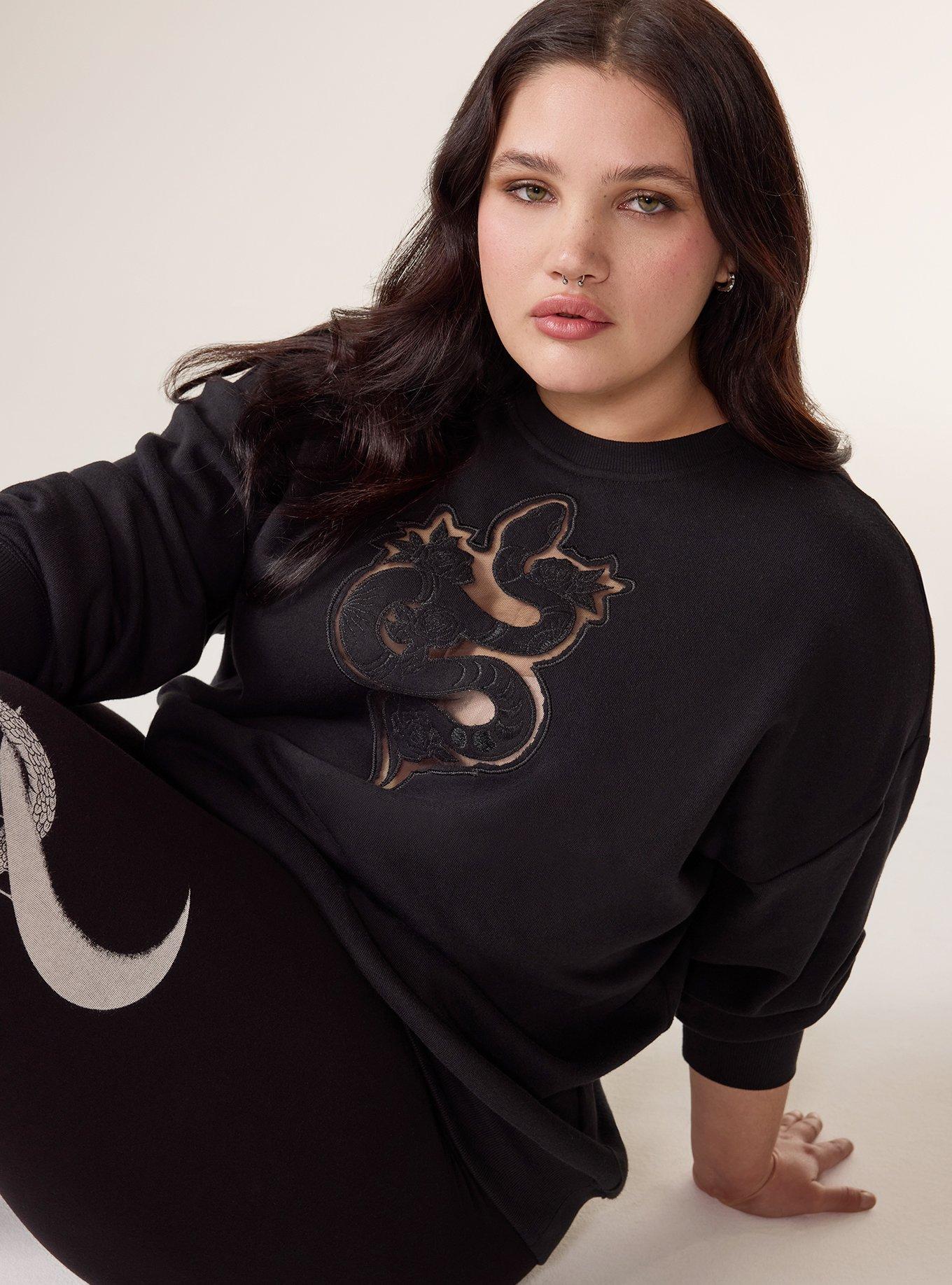 Nightfall Relaxed Cutout Fleece Pullover, SNAKE ROSE LACE, alternate