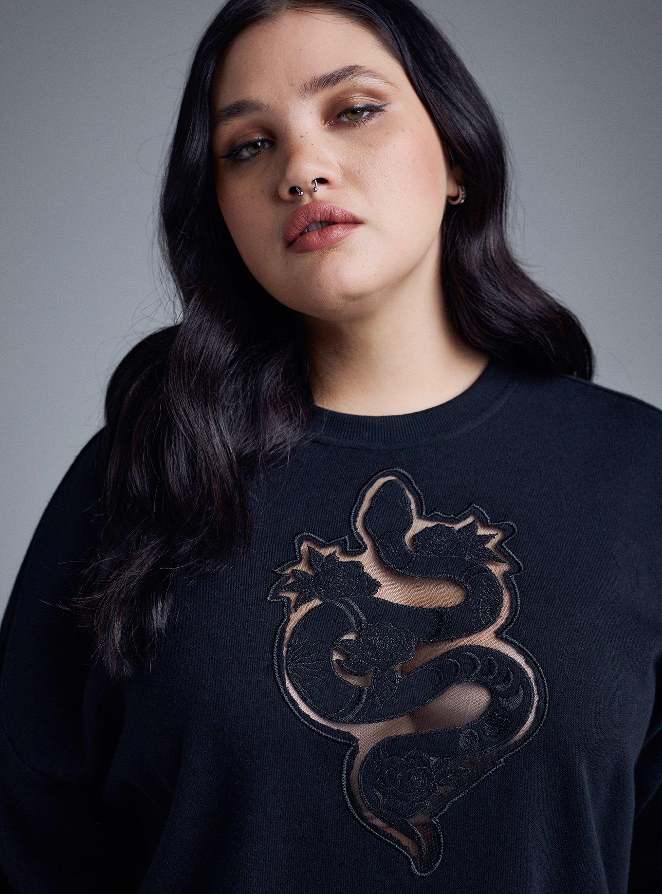 Nightfall Relaxed Cutout Fleece Pullover, SNAKE ROSE LACE, alternate