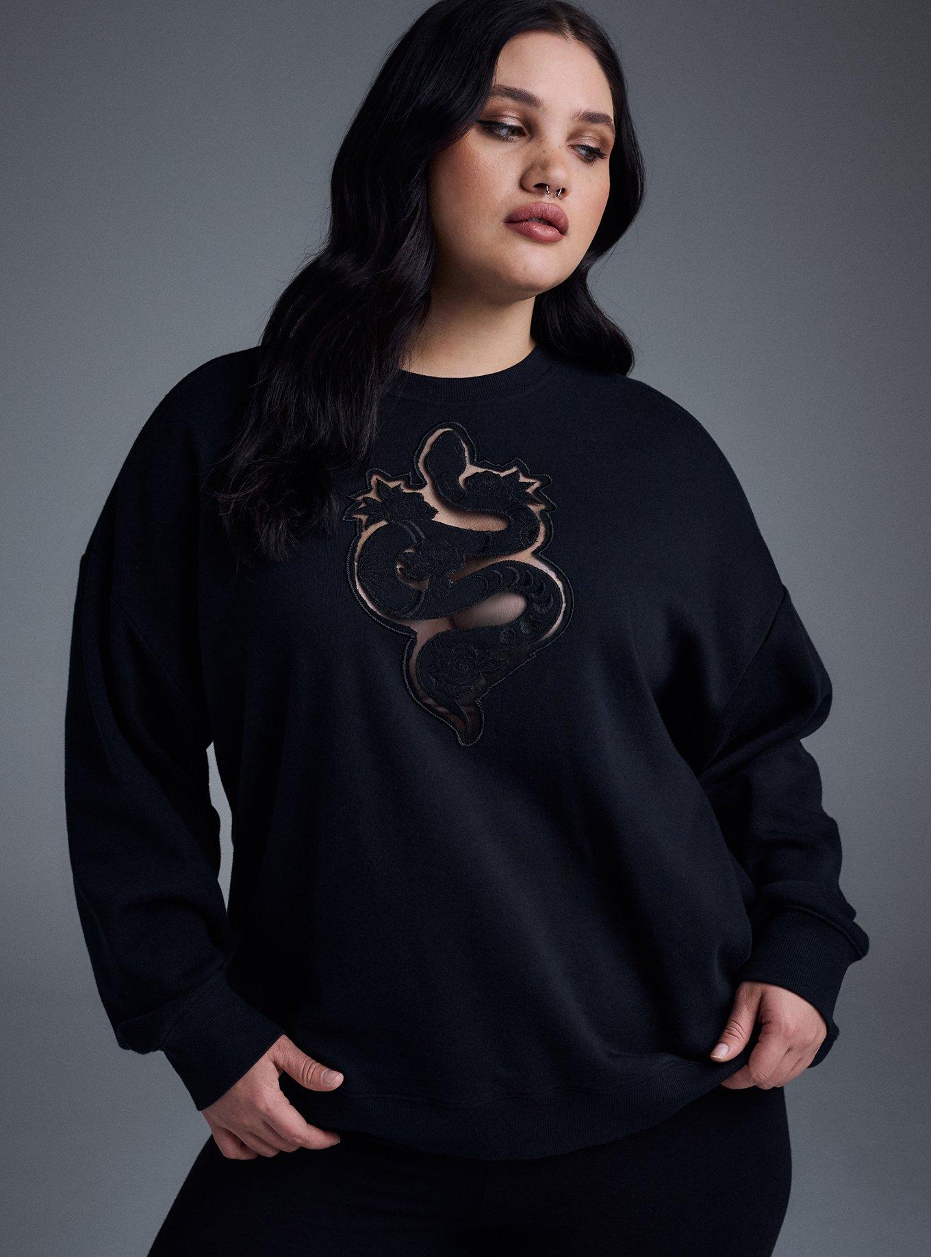 Nightfall Relaxed Cutout Fleece Pullover, SNAKE ROSE LACE, hi-res