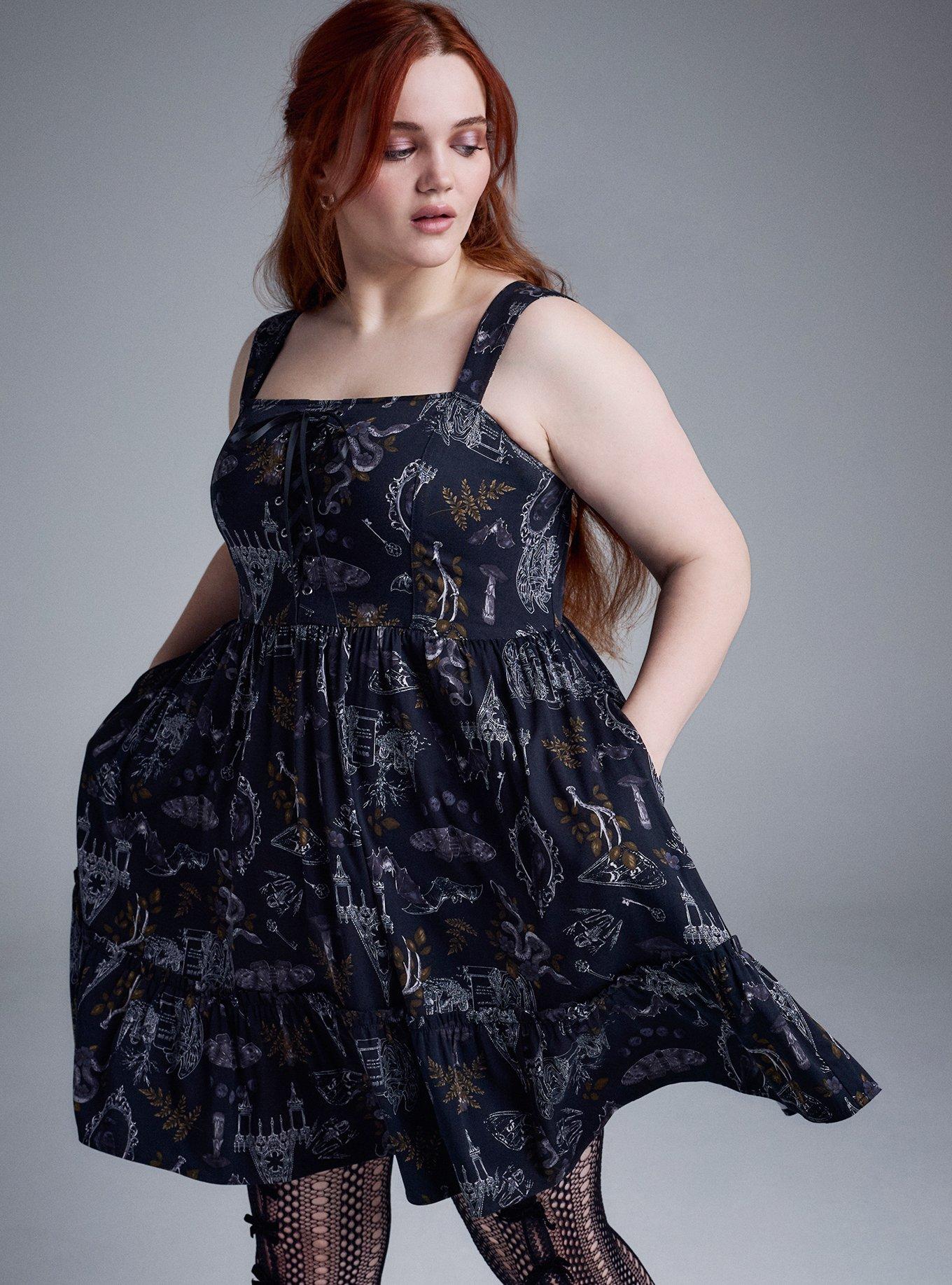 Nightfall Lace-Up Corset Mini Dress, PERSOPHONES FOREST BLACK, alternate