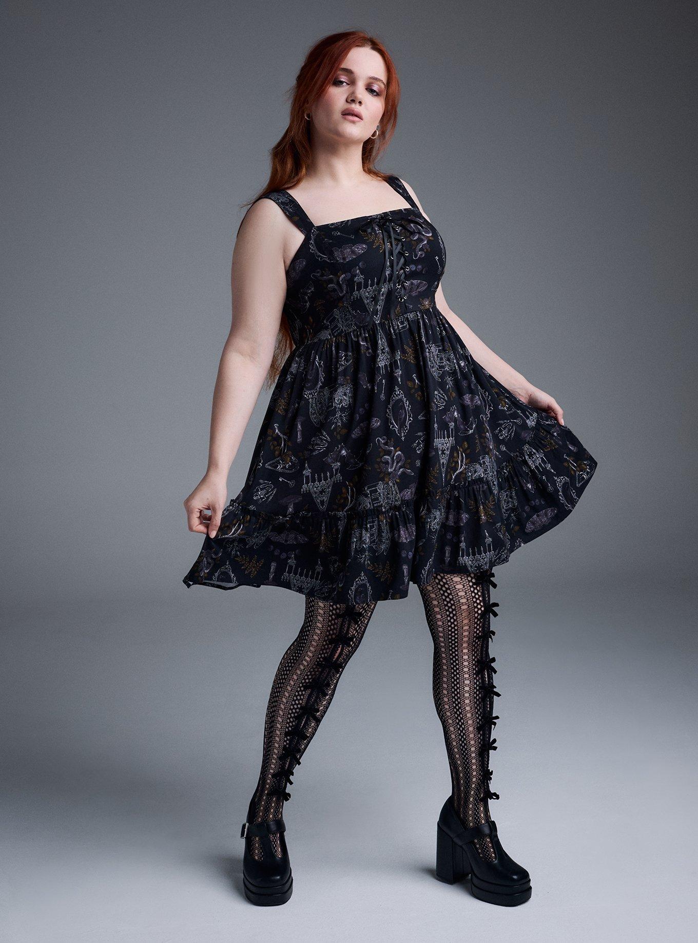 Nightfall Lace-Up Corset Mini Dress, PERSOPHONES FOREST BLACK, hi-res