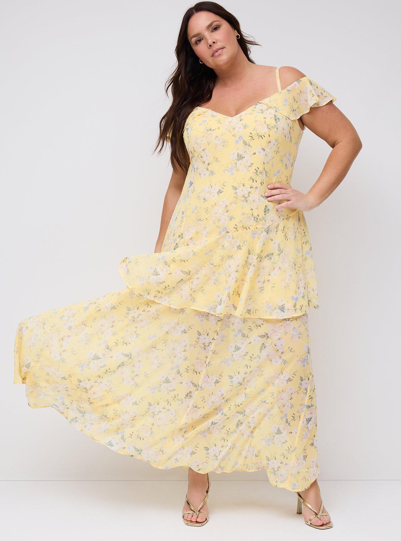 Studio Cold Shoulder Maxi Dress, LOUISA FLORAL YELLOW PALE BANANA, alternate