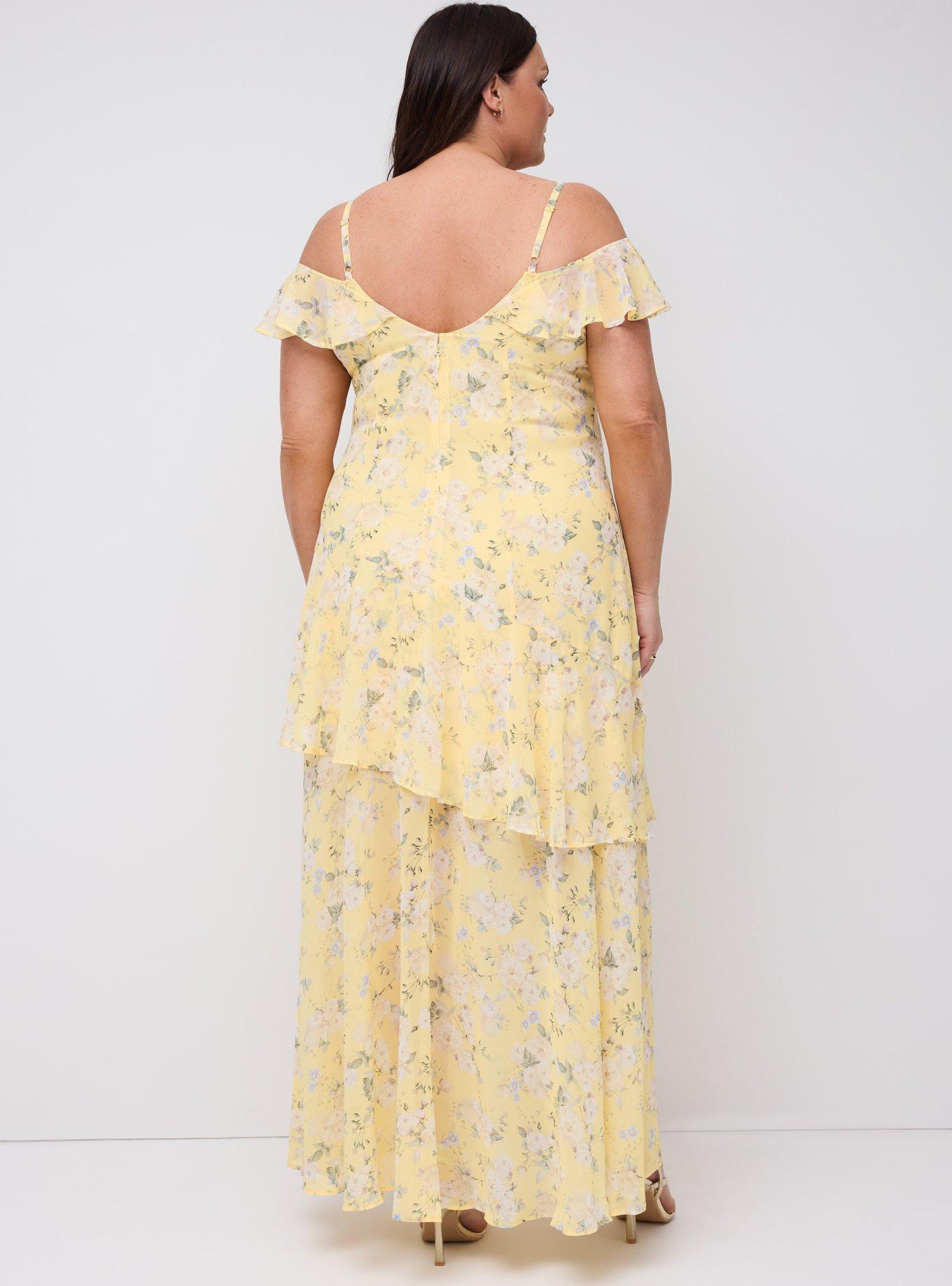 Studio Cold Shoulder Maxi Dress, LOUISA FLORAL YELLOW PALE BANANA, alternate